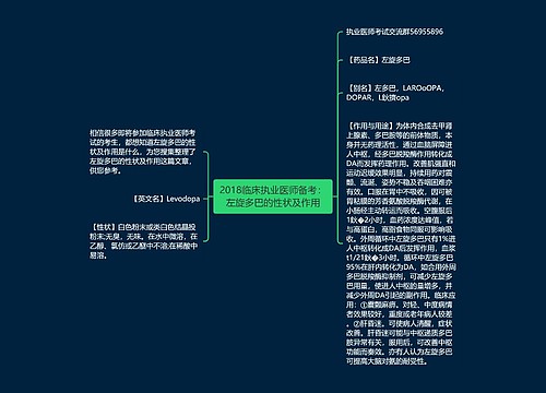 2018临床执业医师备考：左旋多巴的性状及作用