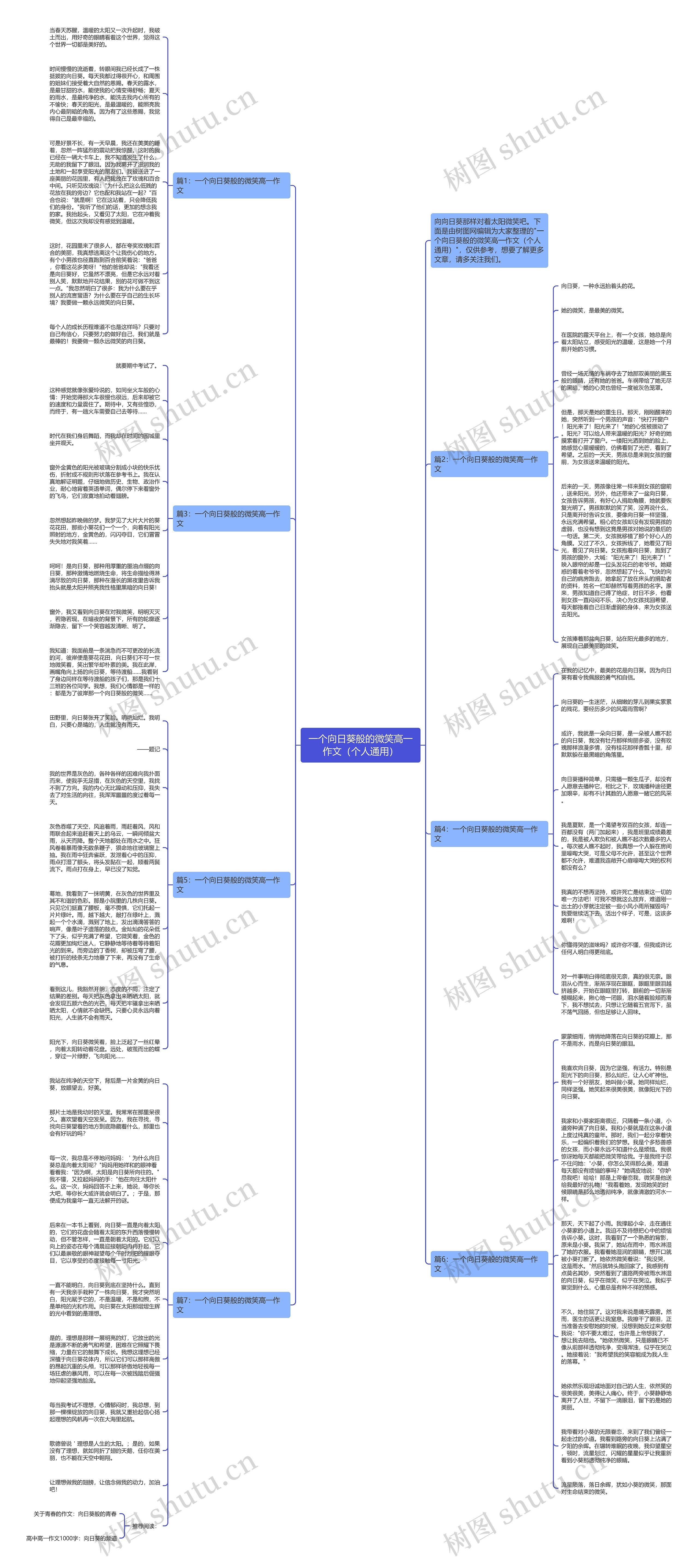 一个向日葵般的微笑高一作文（个人通用）思维导图