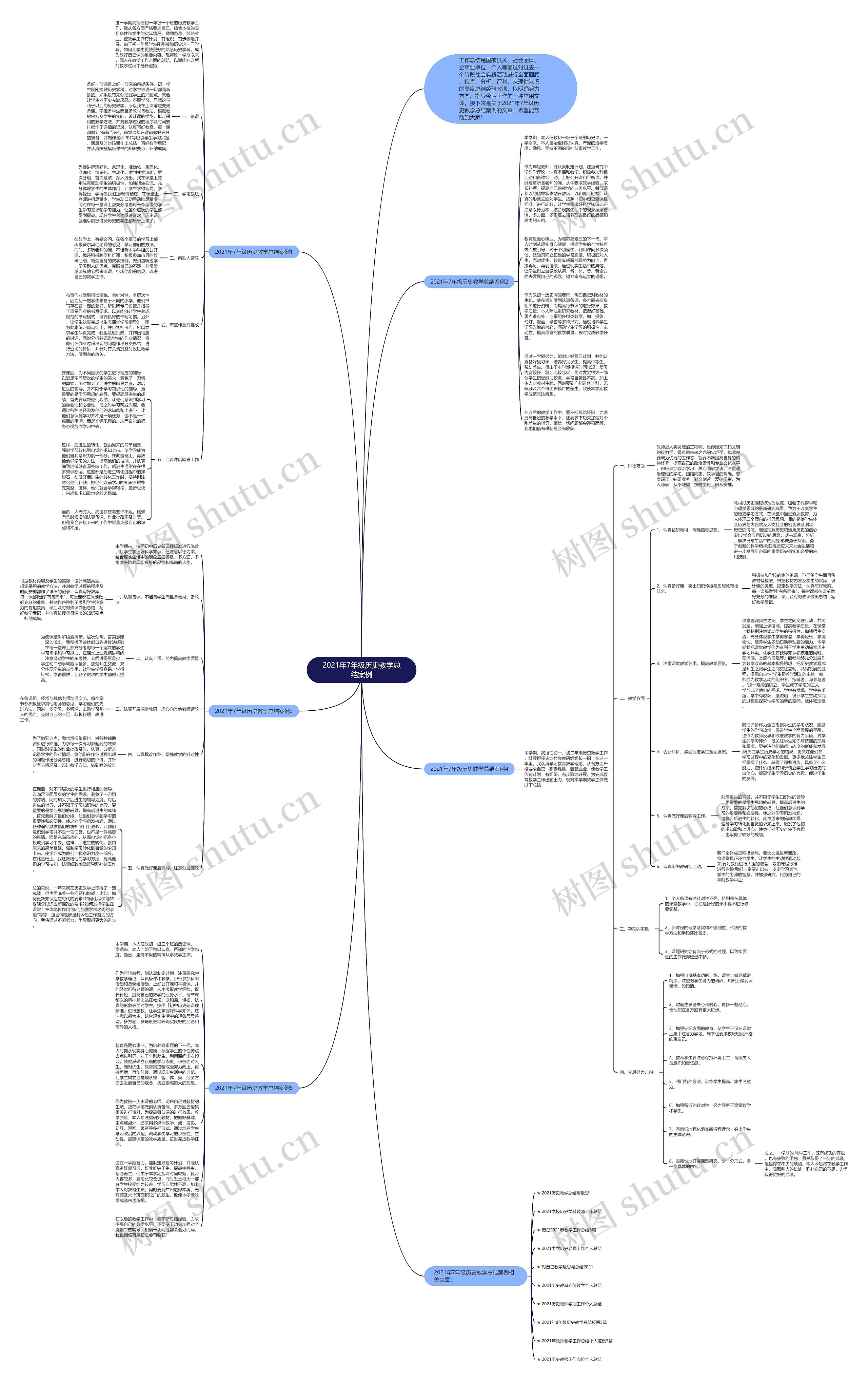 2021年7年级历史教学总结案例思维导图