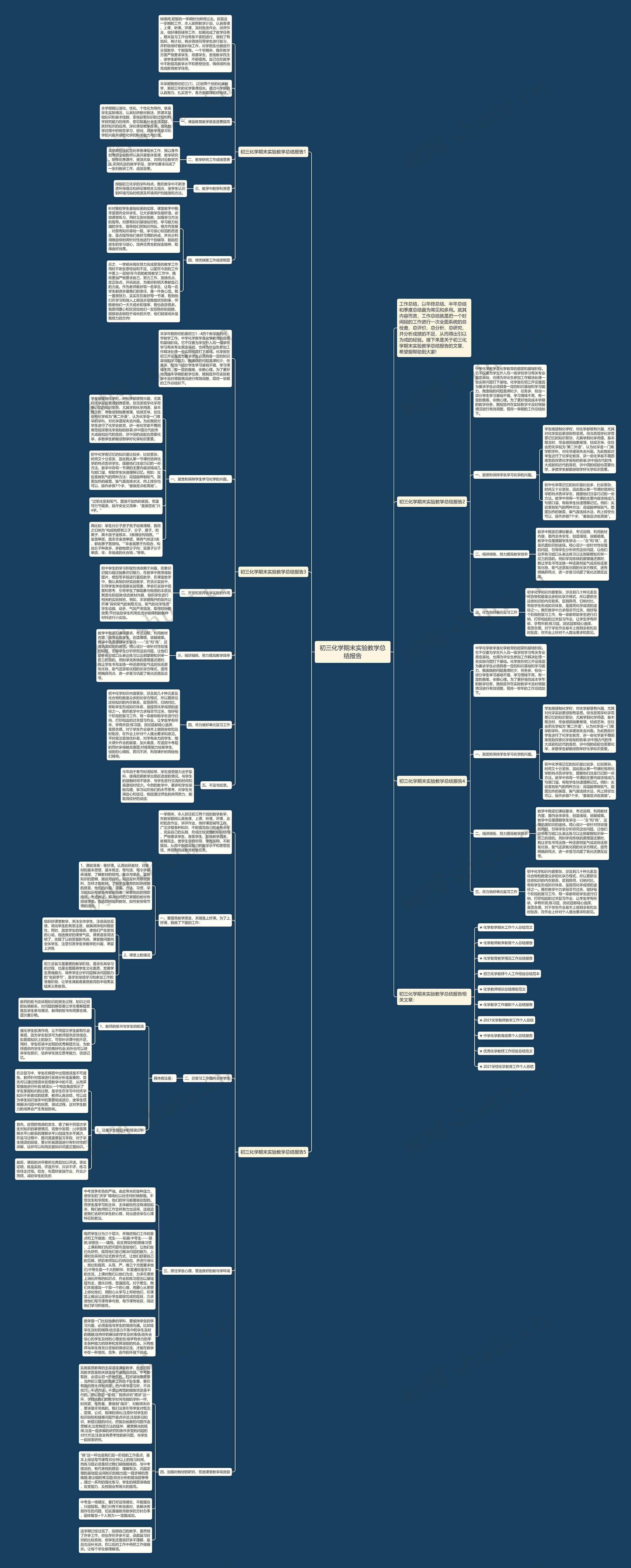 初三化学期末实验教学总结报告思维导图