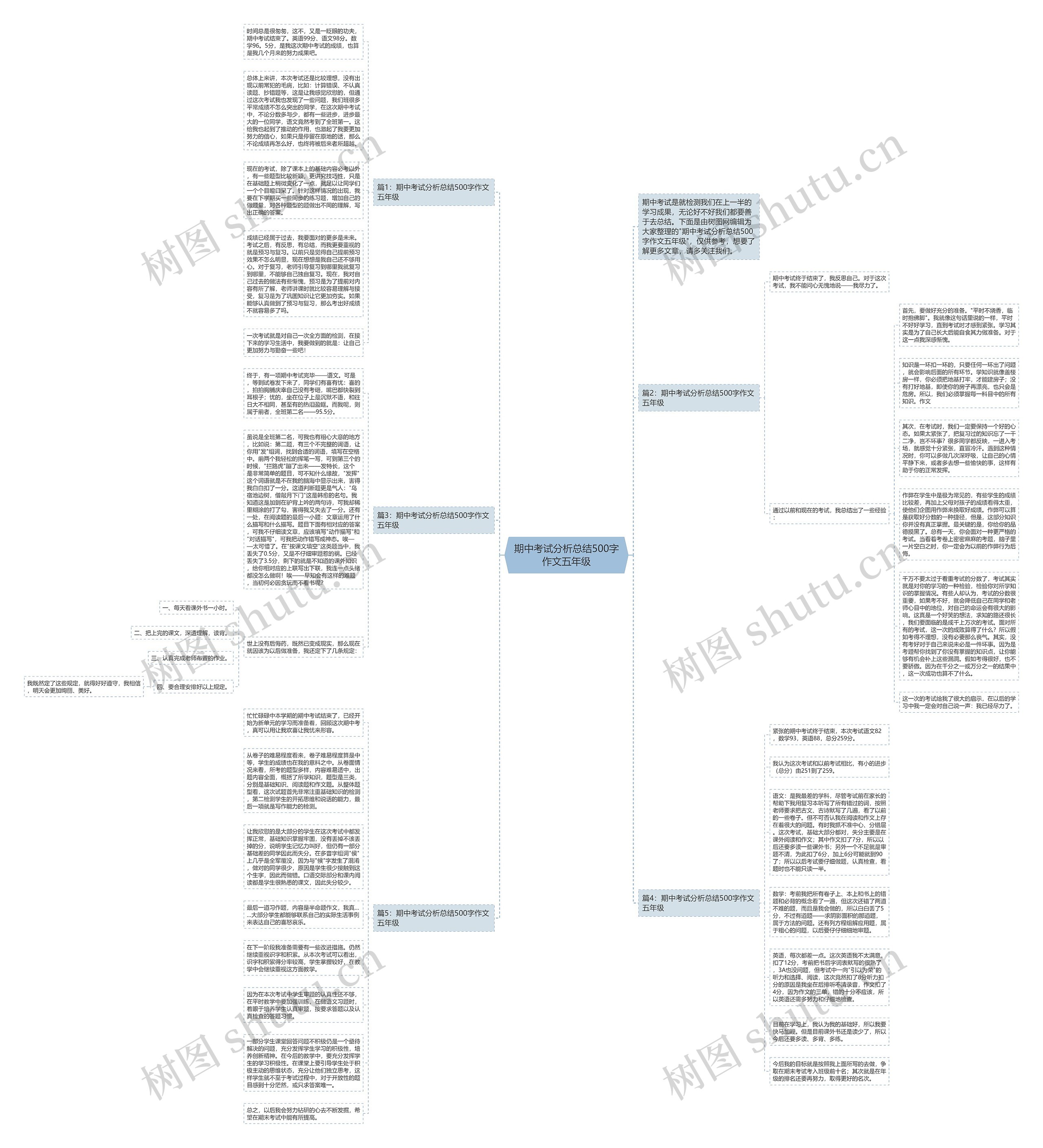 期中考试分析总结500字作文五年级思维导图