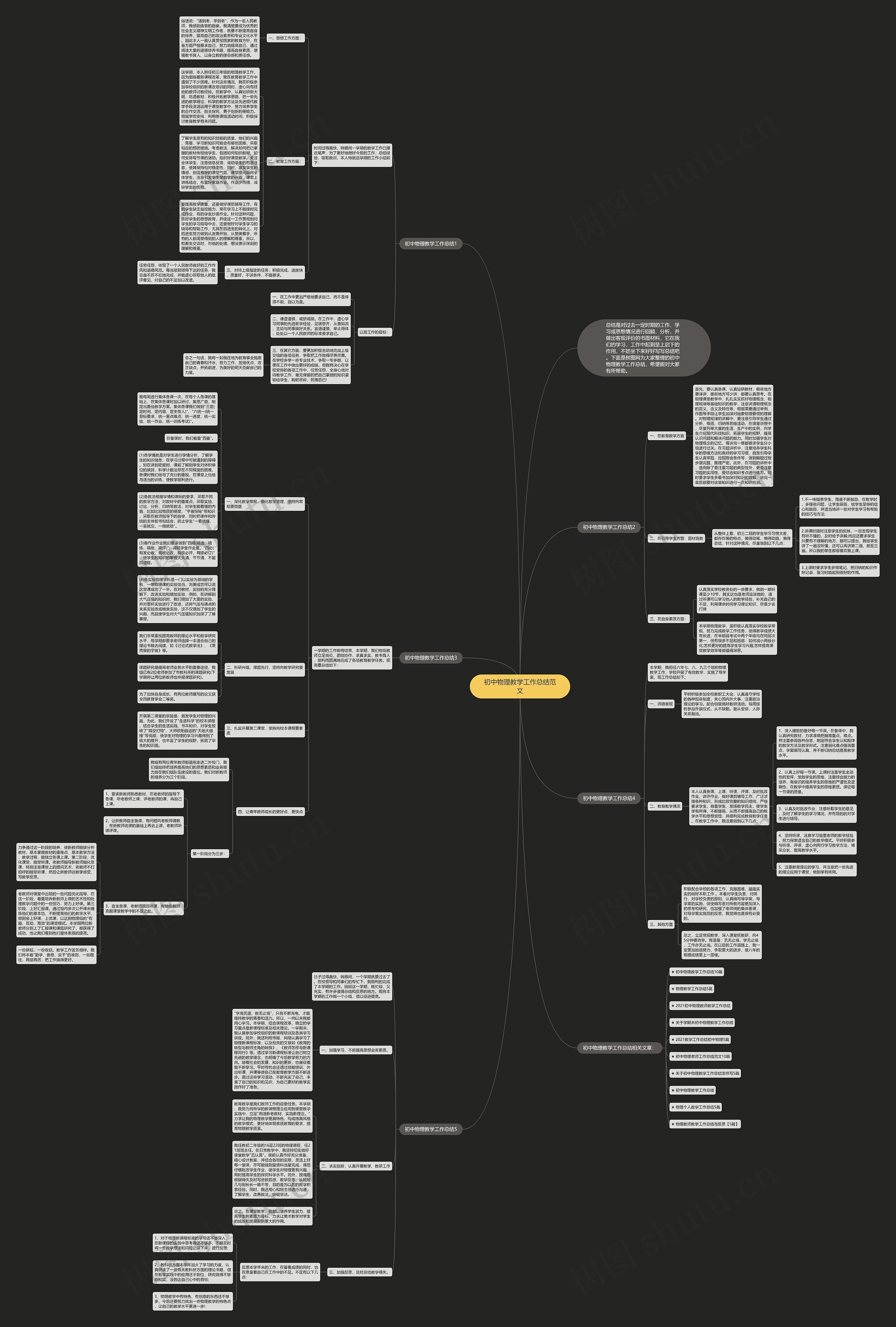 初中物理教学工作总结范文思维导图