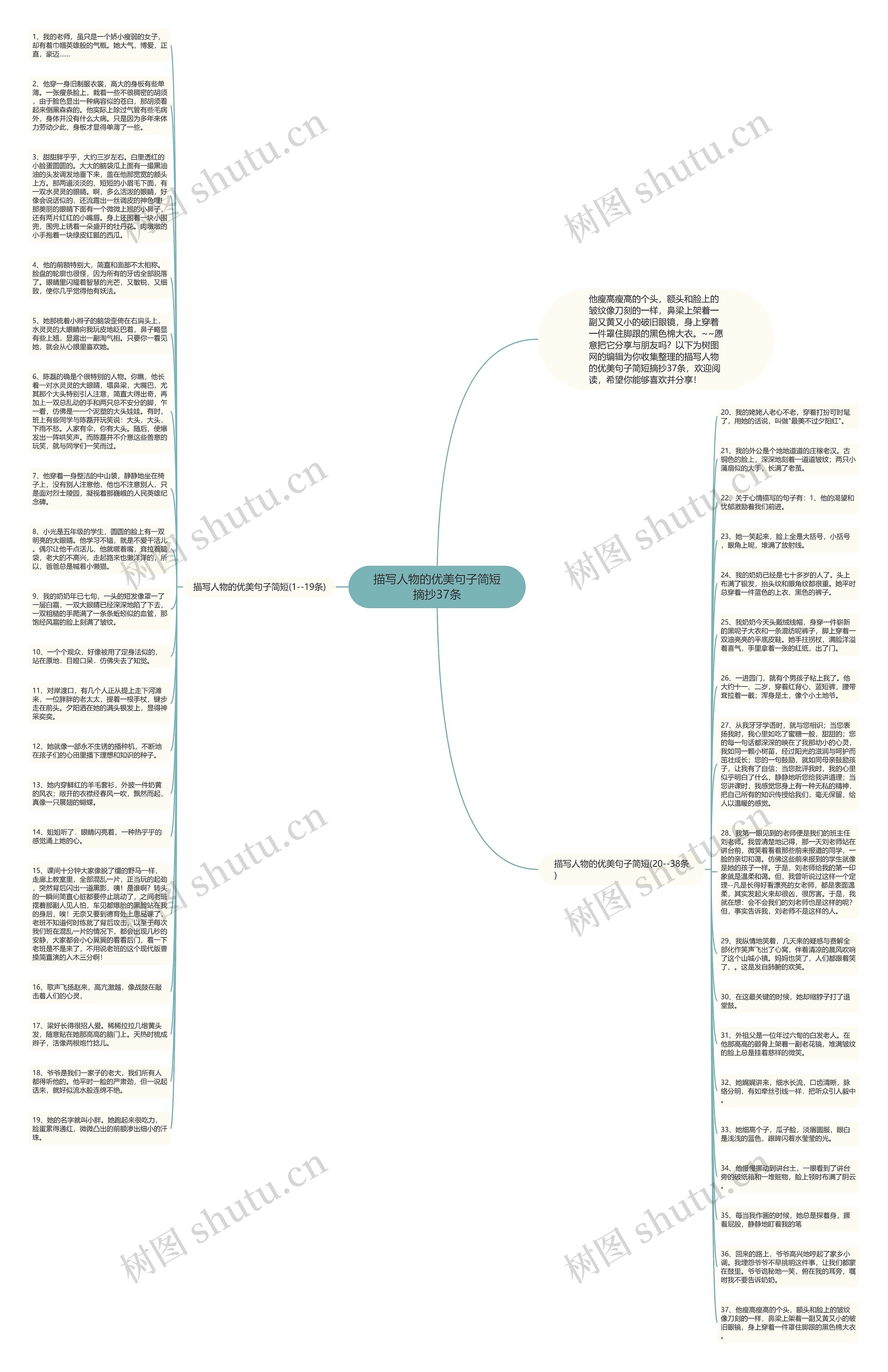 描写人物的优美句子简短摘抄37条思维导图