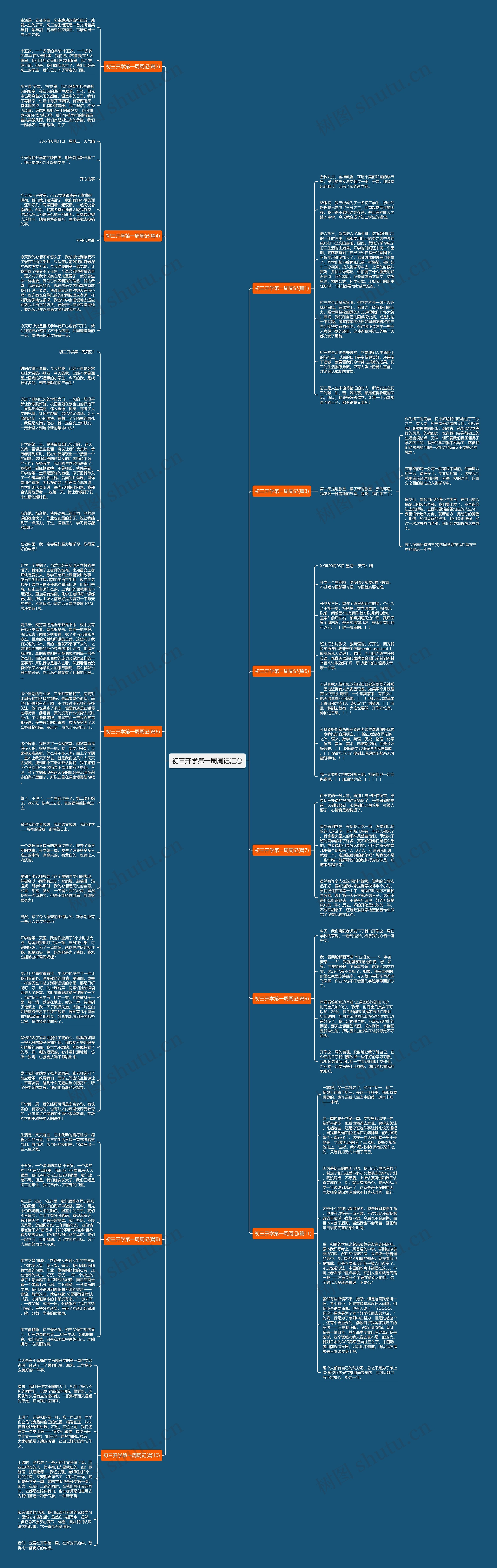 初三开学第一周周记汇总思维导图