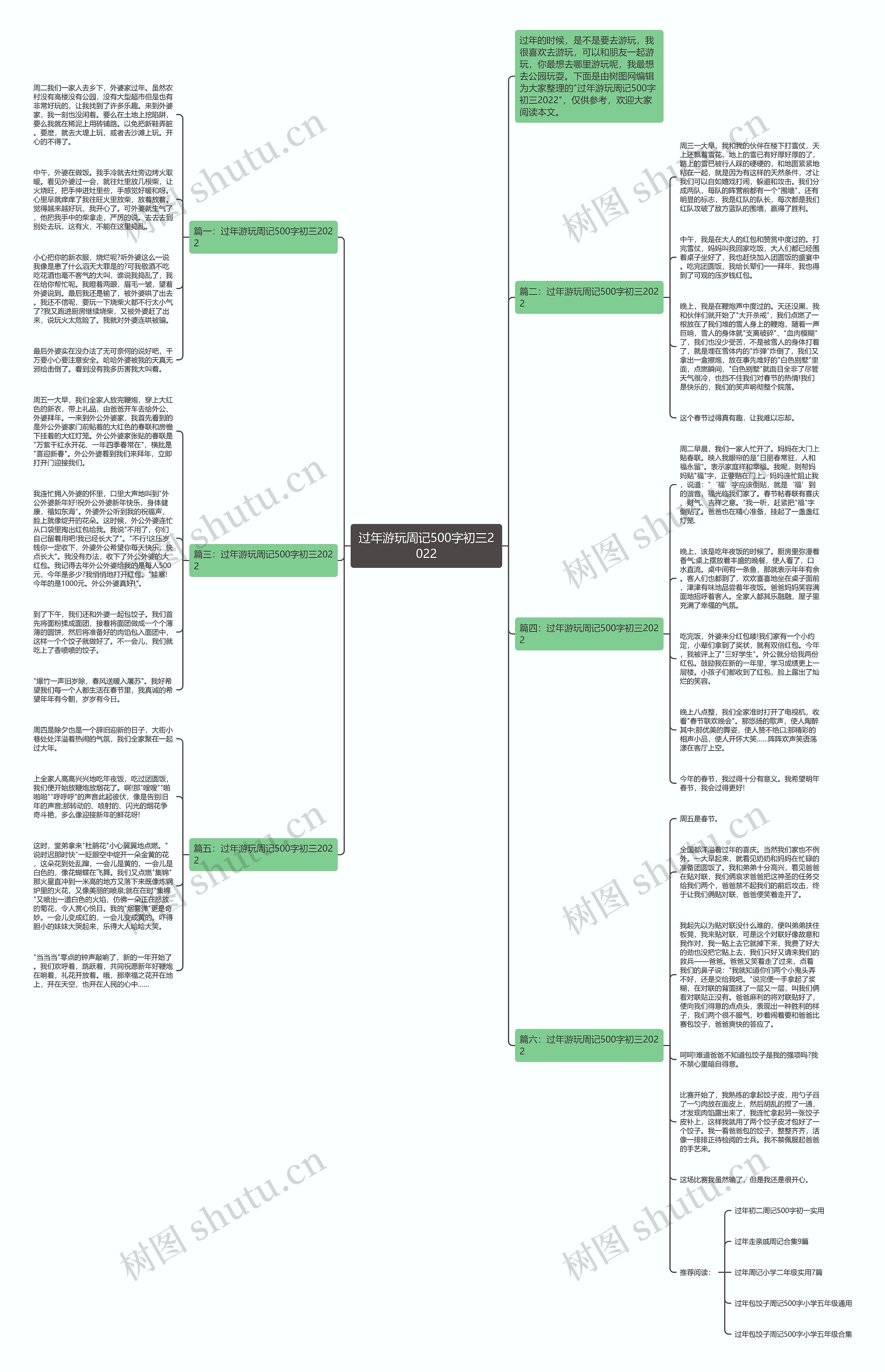过年游玩周记500字初三2022思维导图