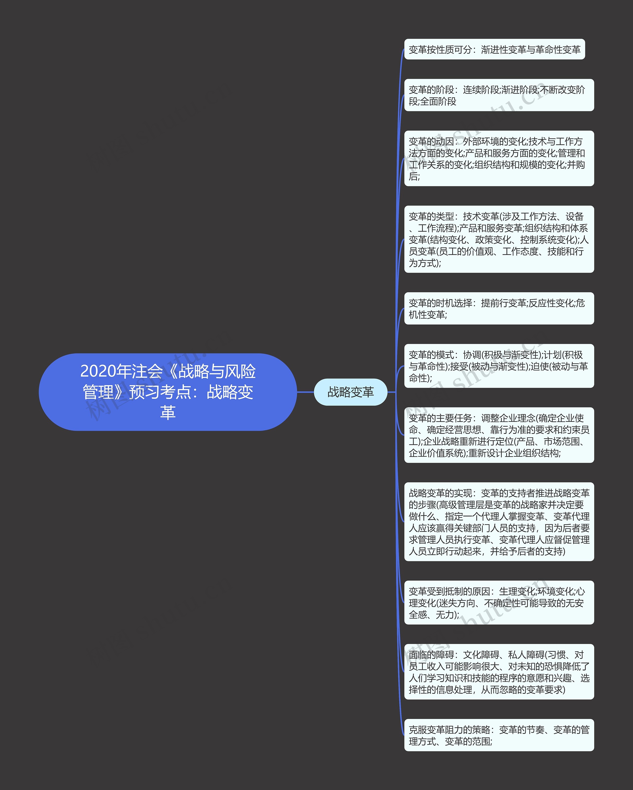 2020年注会《战略与风险管理》预习考点：战略变革思维导图