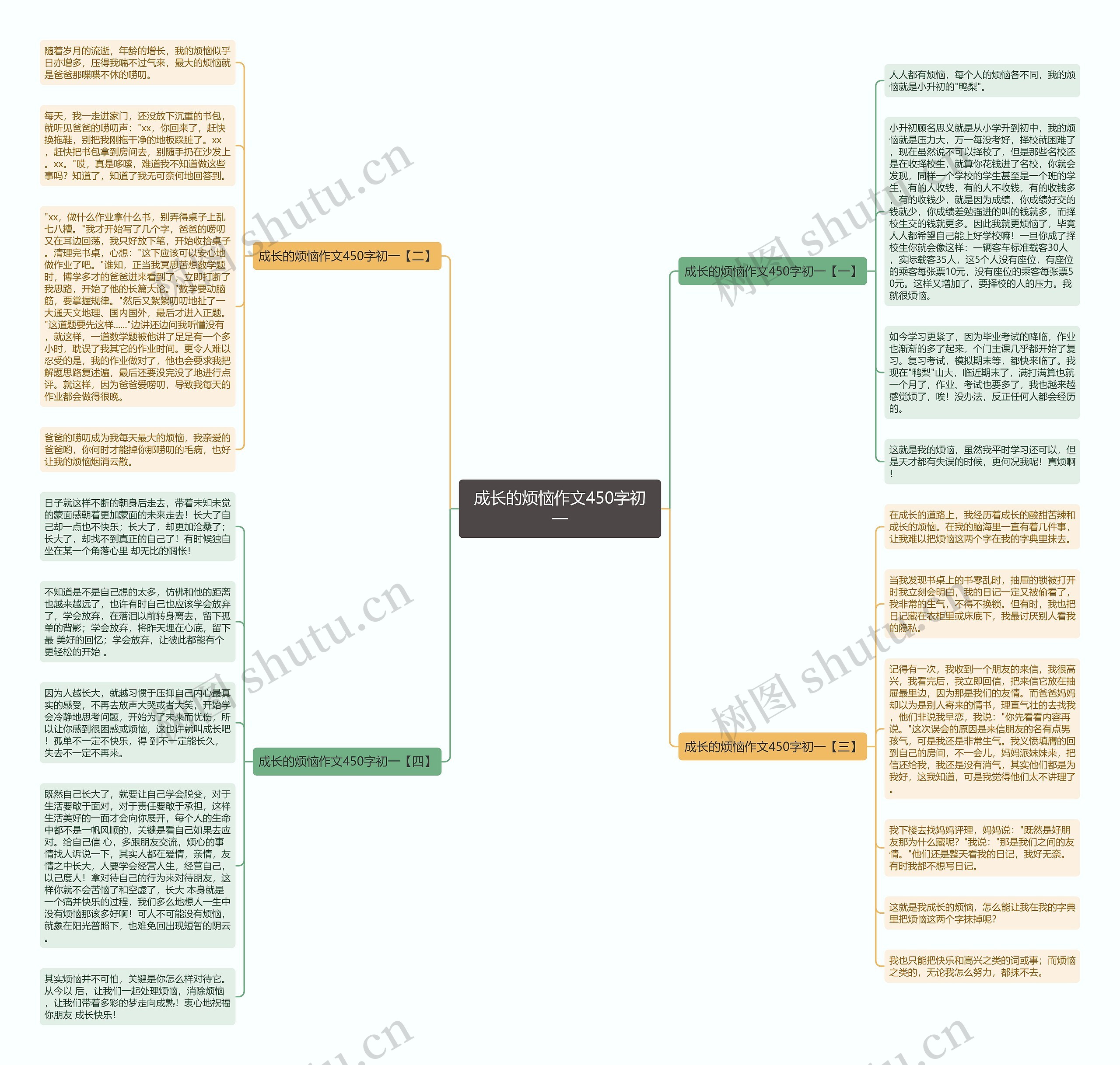 成长的烦恼作文450字初一思维导图