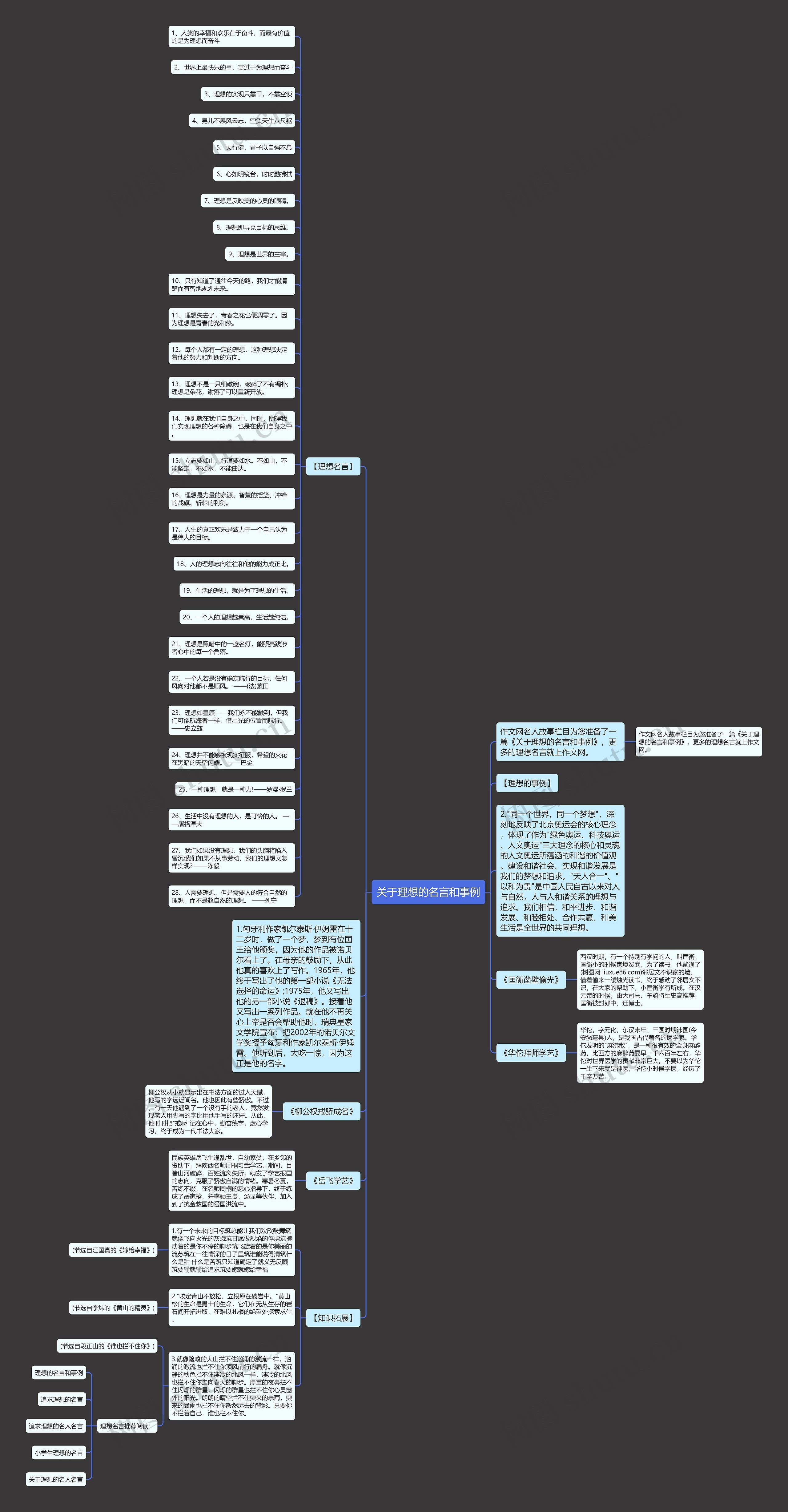 关于理想的名言和事例思维导图