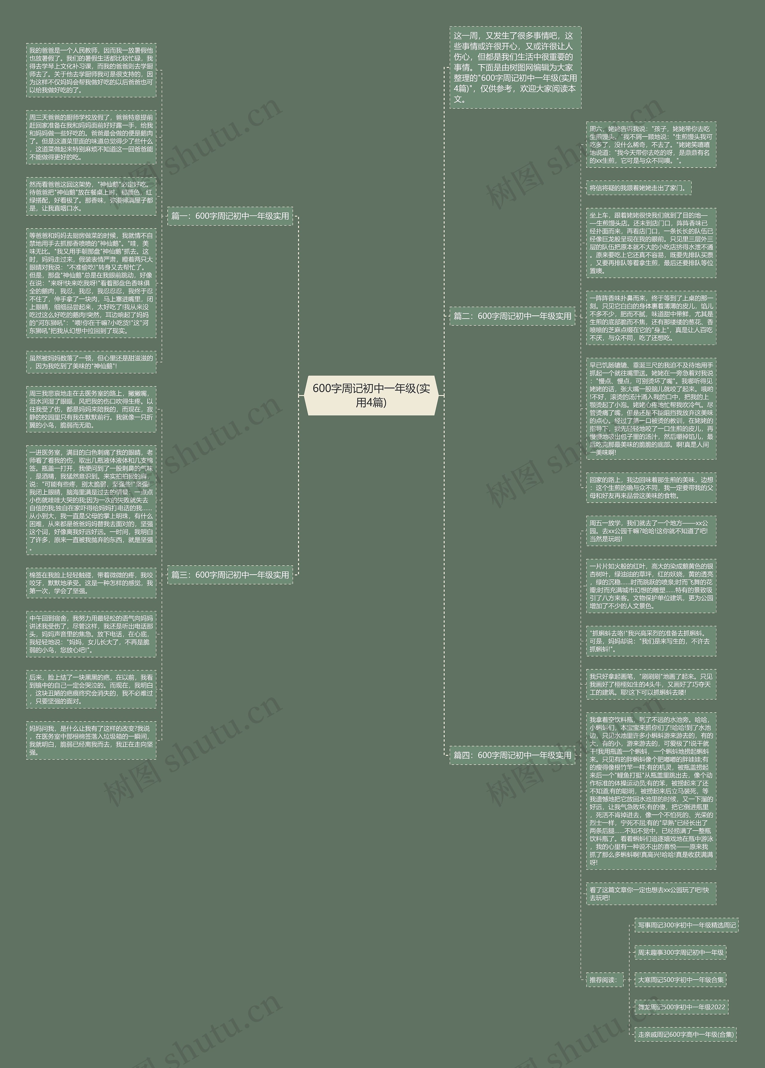 600字周记初中一年级(实用4篇)思维导图