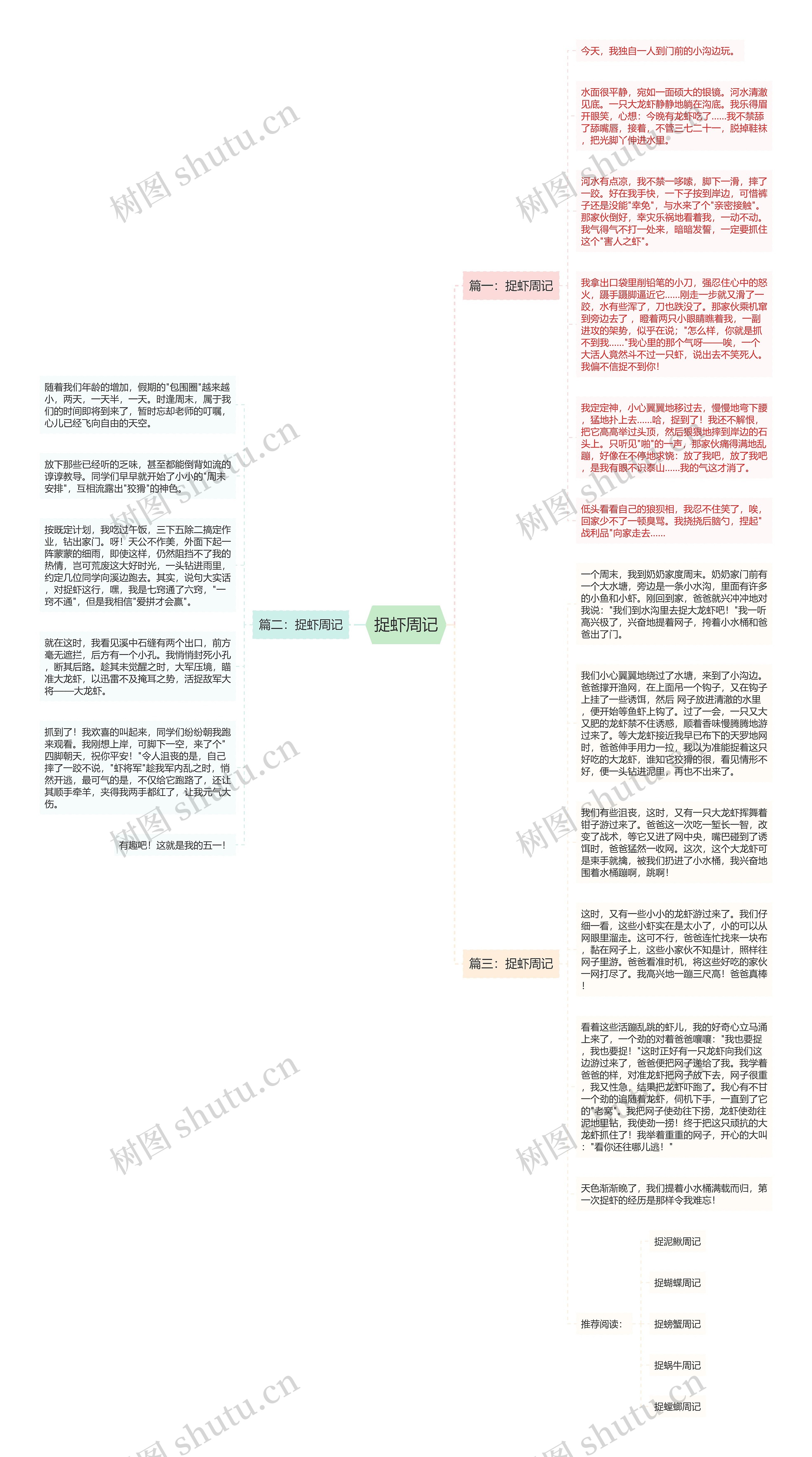捉虾周记思维导图