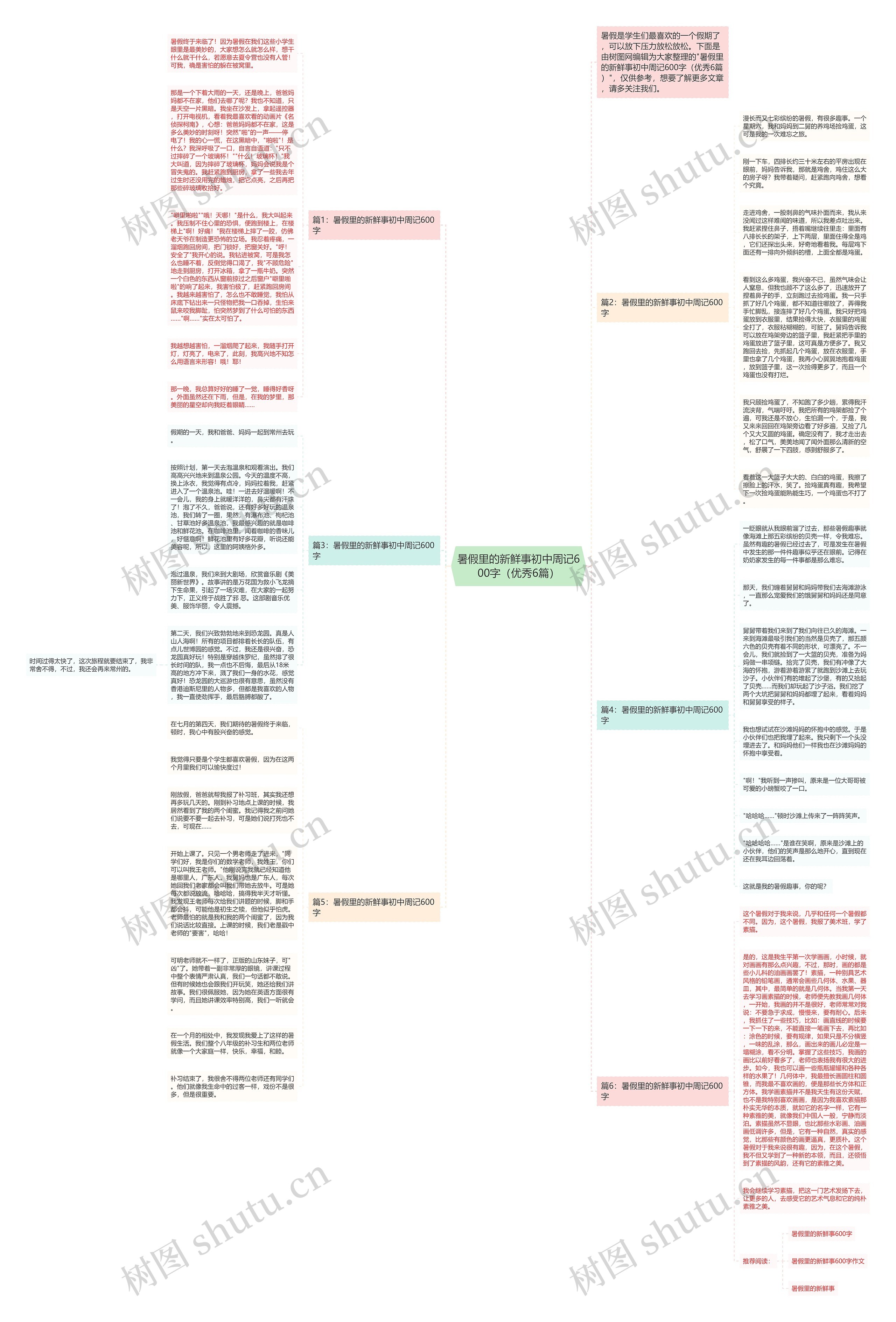 暑假里的新鲜事初中周记600字（优秀6篇）思维导图