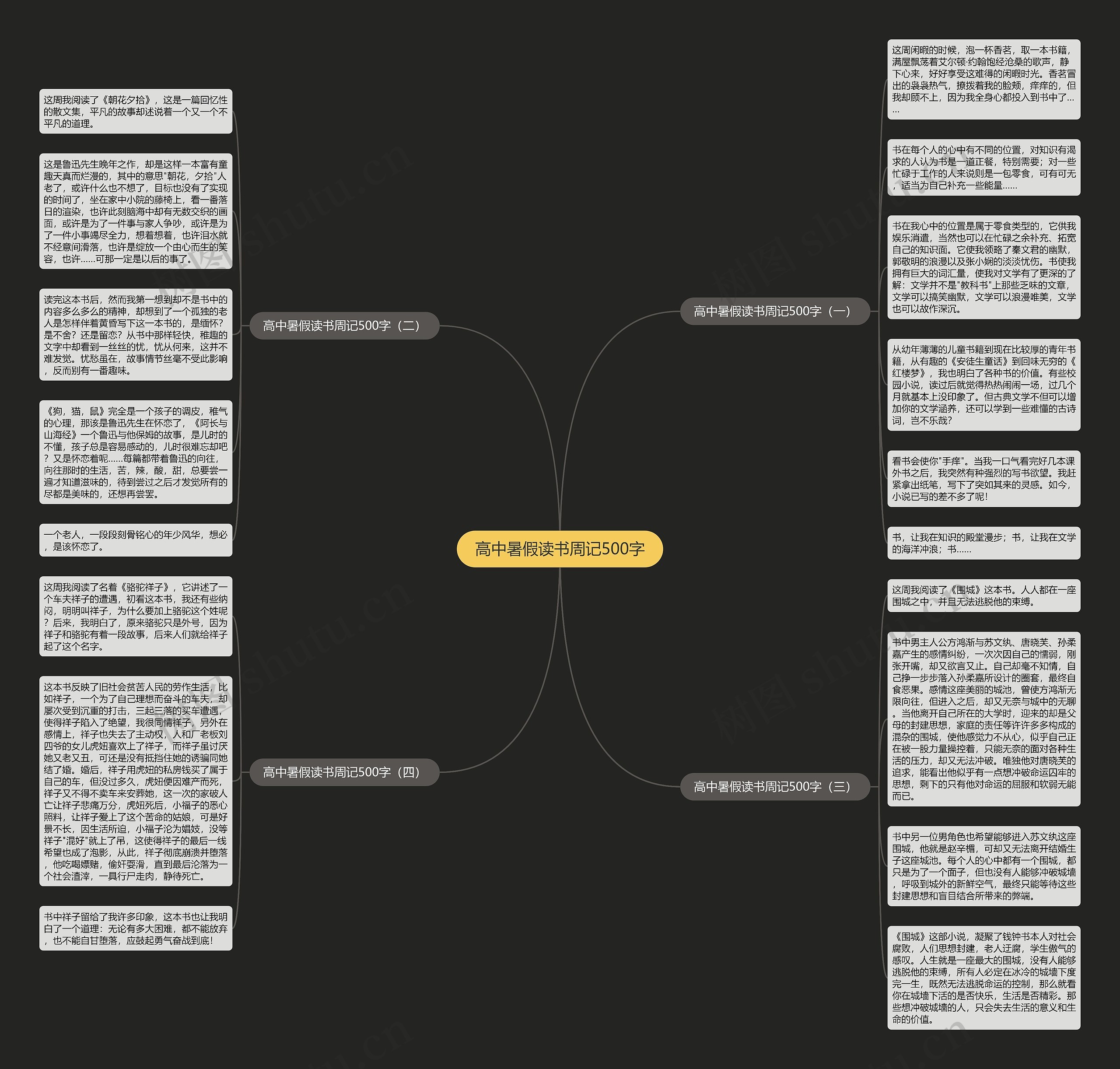 高中暑假读书周记500字思维导图