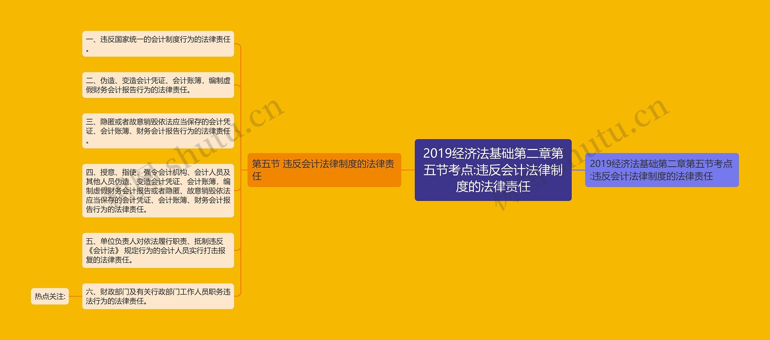 2019经济法基础第二章第五节考点:违反会计法律制度的法律责任思维导图