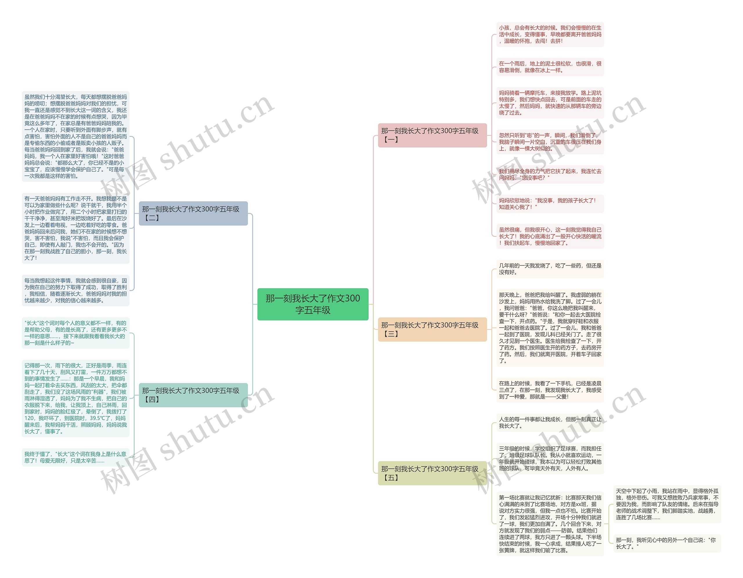 那一刻我长大了作文300字五年级思维导图
