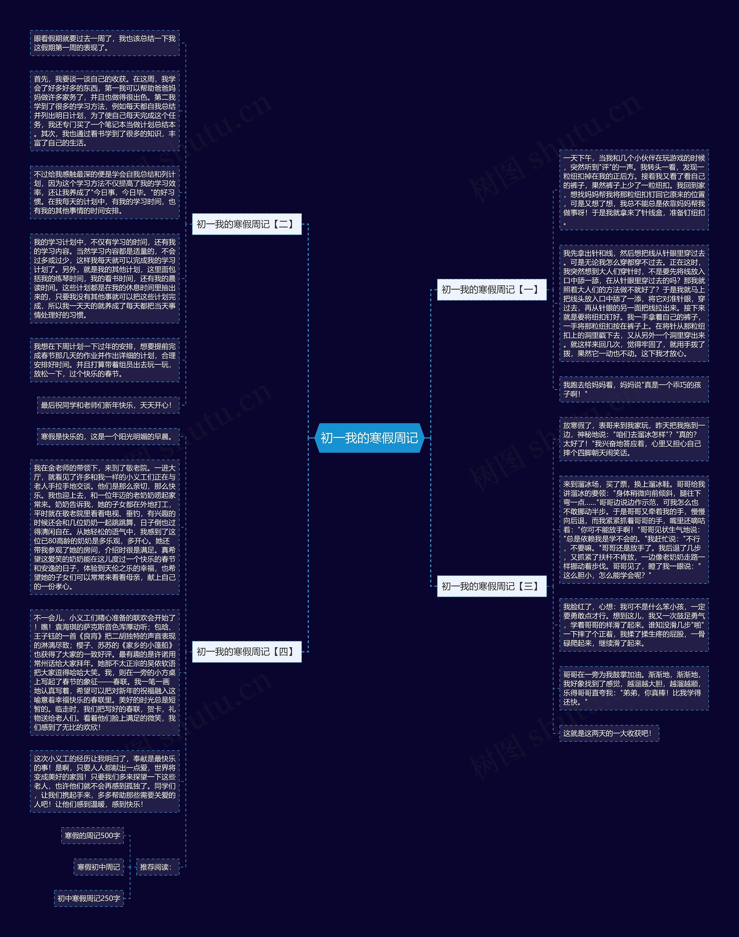 初一我的寒假周记思维导图