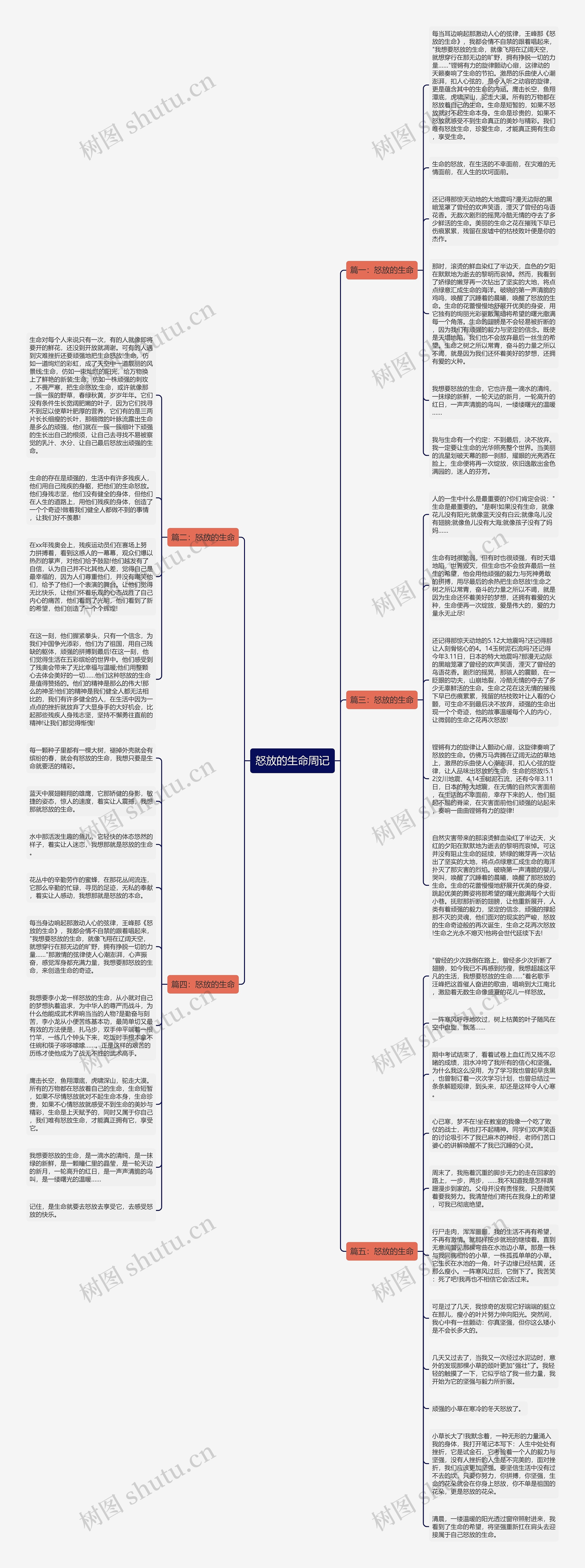 怒放的生命周记思维导图