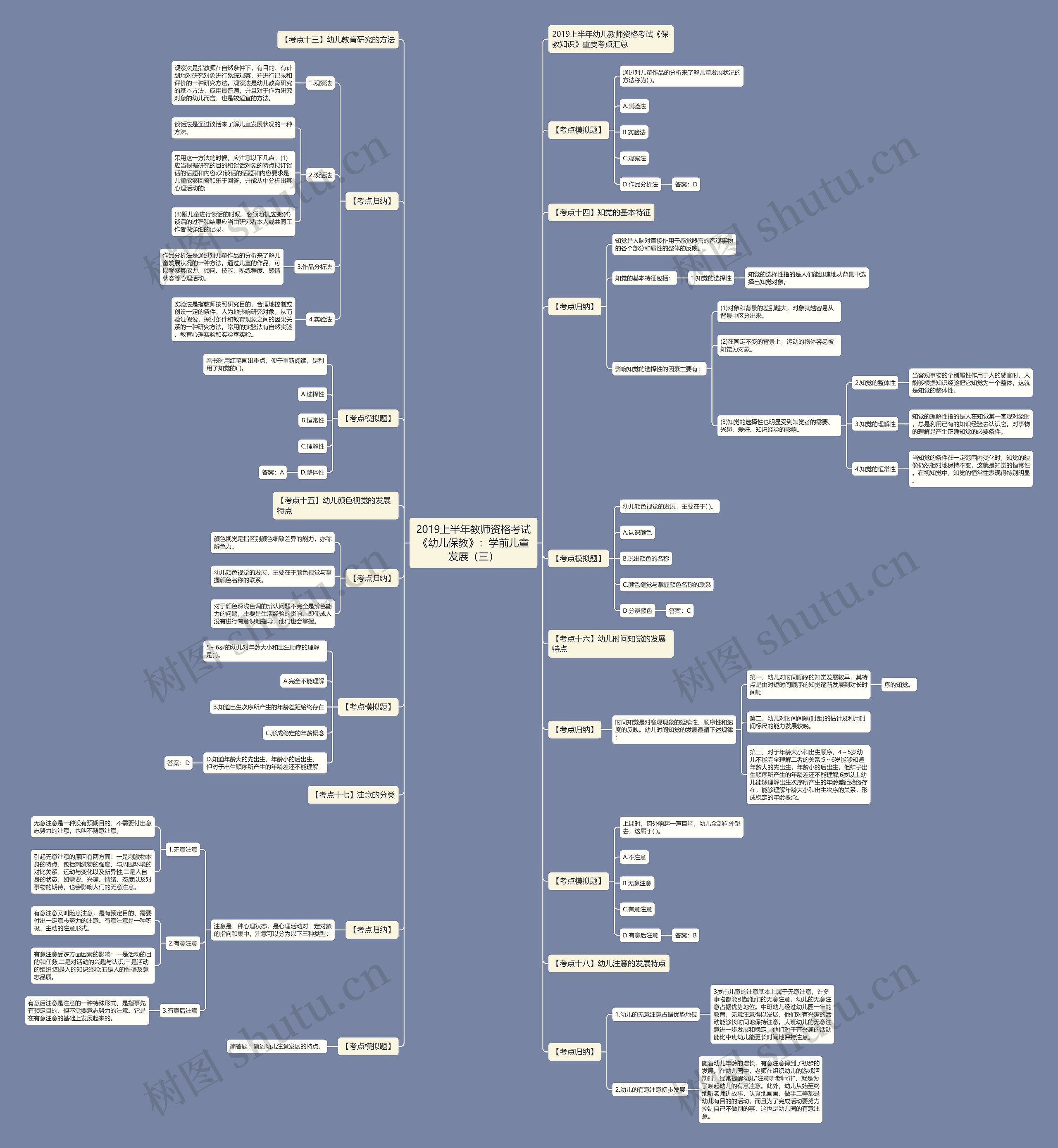 2019上半年教师资格考试《幼儿保教》：学前儿童发展（三）思维导图