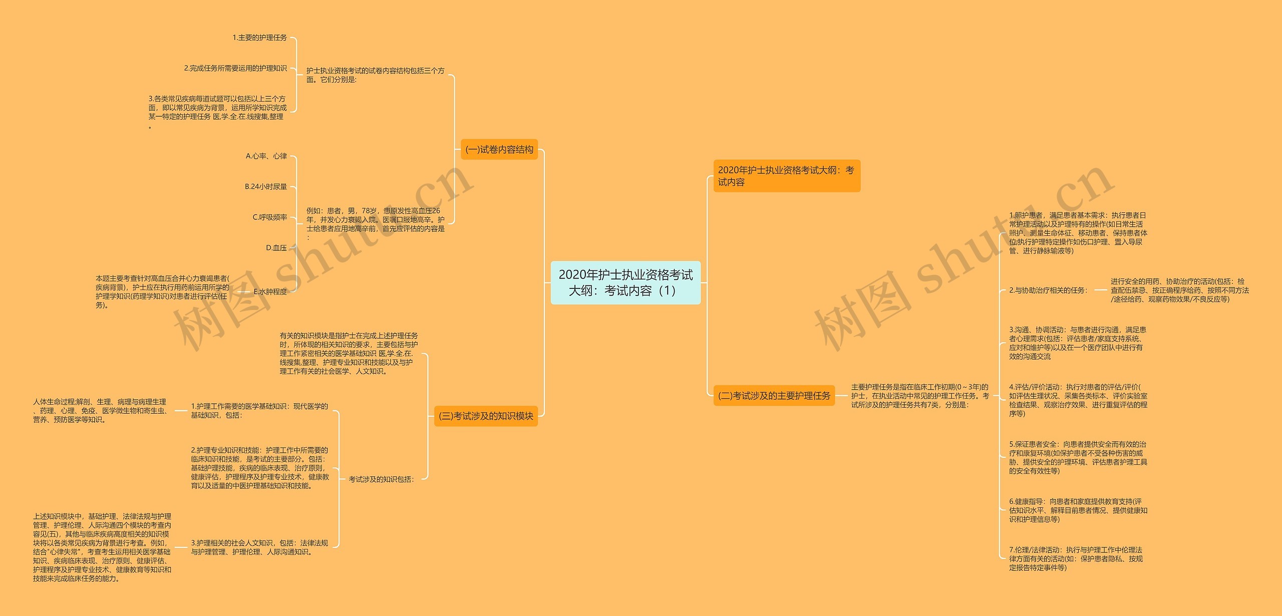 2020年护士执业资格考试大纲：考试内容（1）思维导图