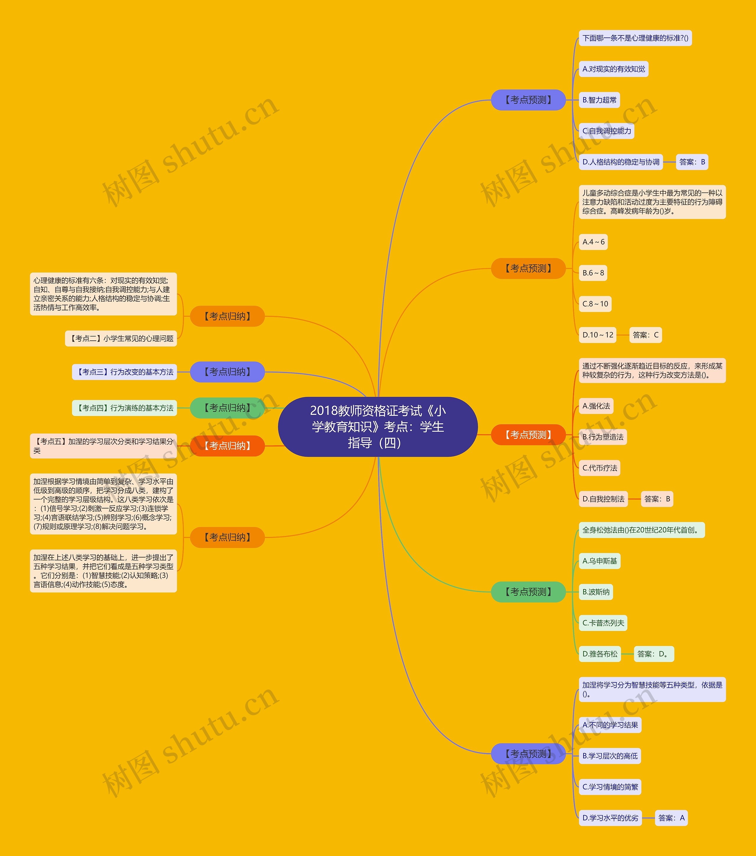 2018教师资格证考试《小学教育知识》考点：学生指导（四）思维导图