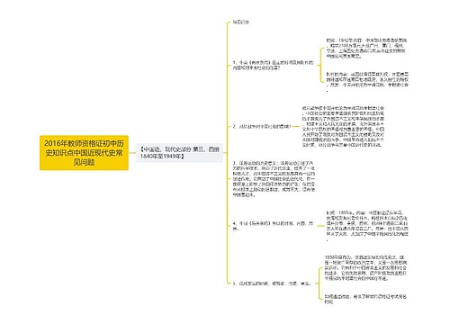 2016年教师资格证初中历史知识点中国近现代史常见问题