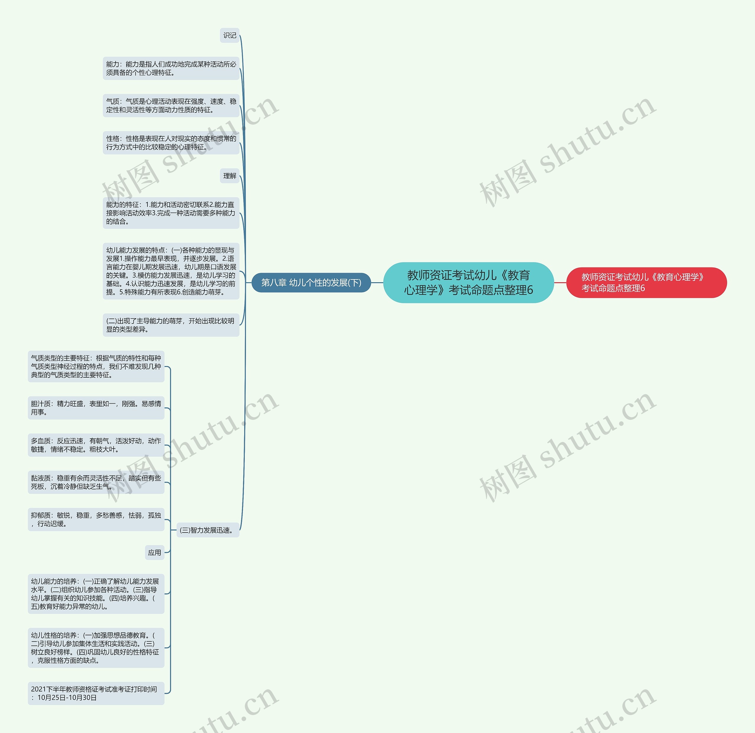教师资证考试幼儿《教育心理学》考试命题点整理6思维导图