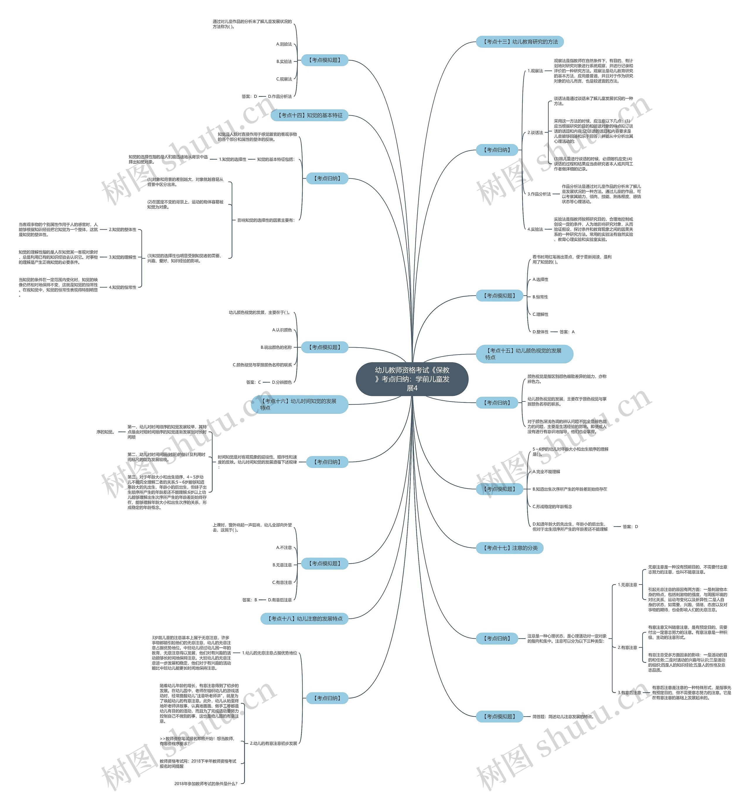 幼儿教师资格考试《保教》考点归纳：学前儿童发展4思维导图