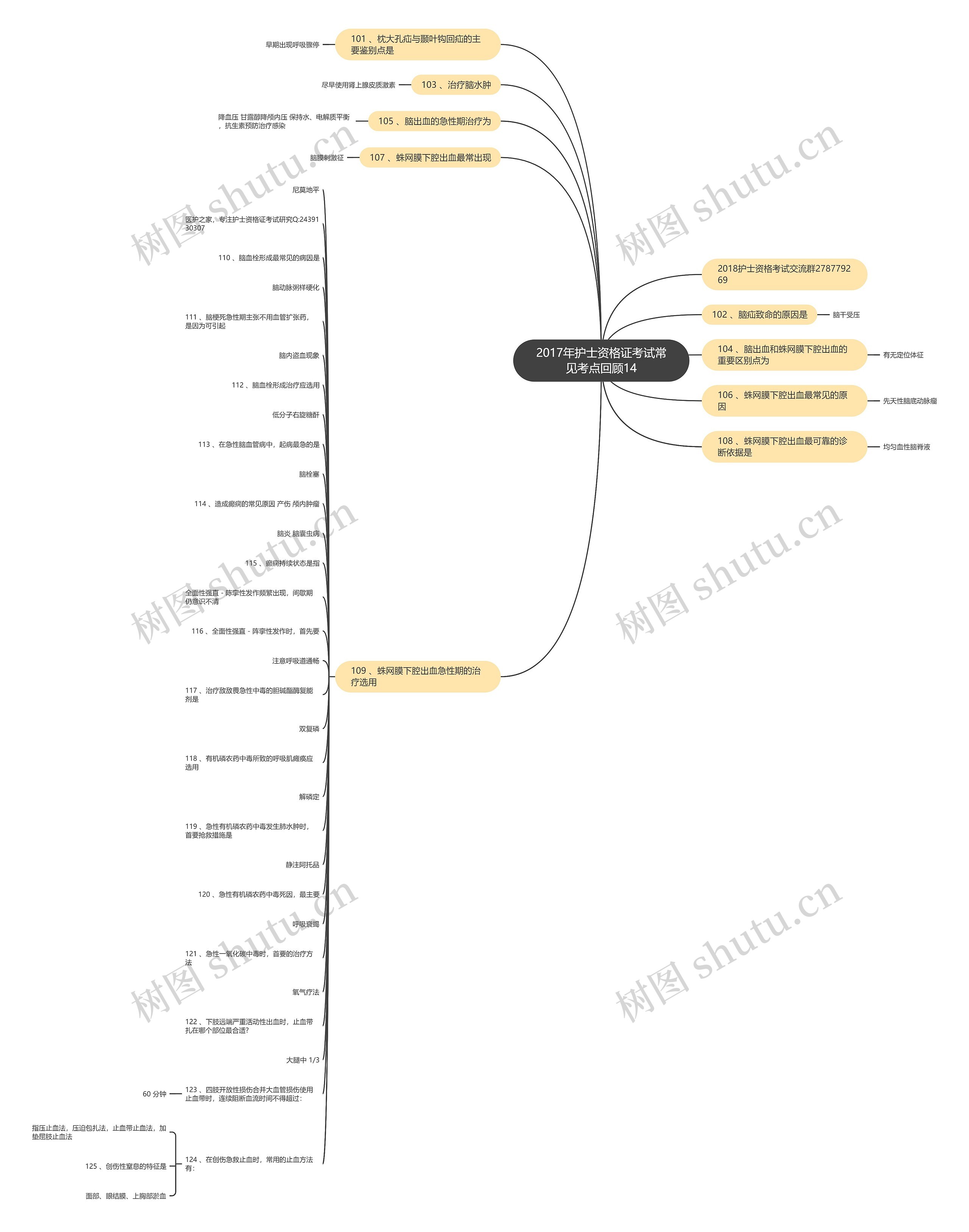 2017年护士资格证考试常见考点回顾14思维导图