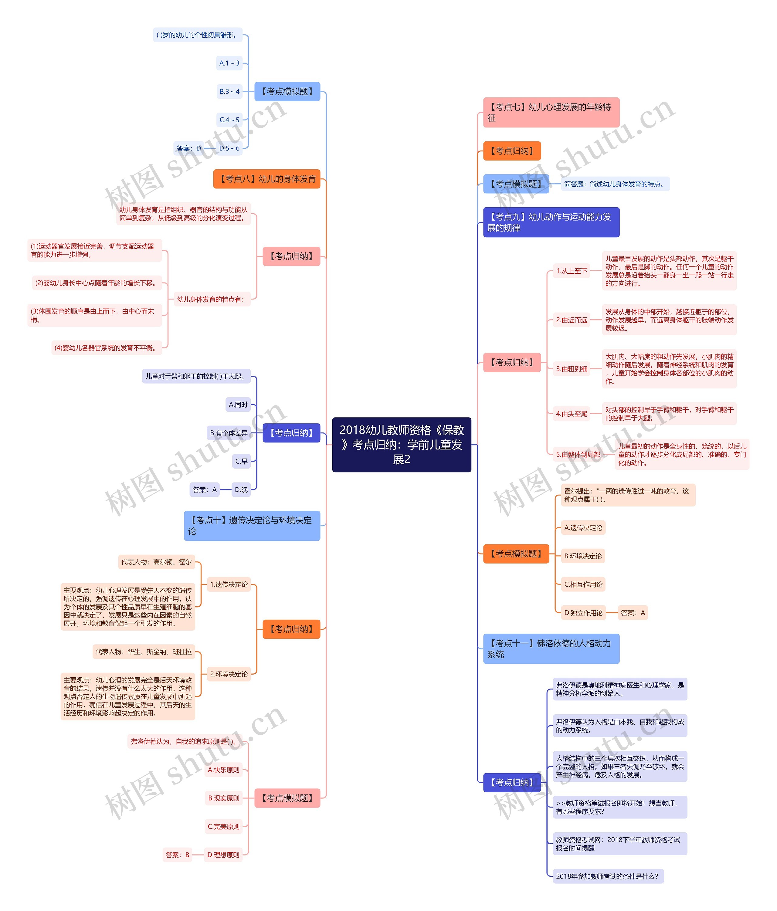 2018幼儿教师资格《保教》考点归纳：学前儿童发展2思维导图