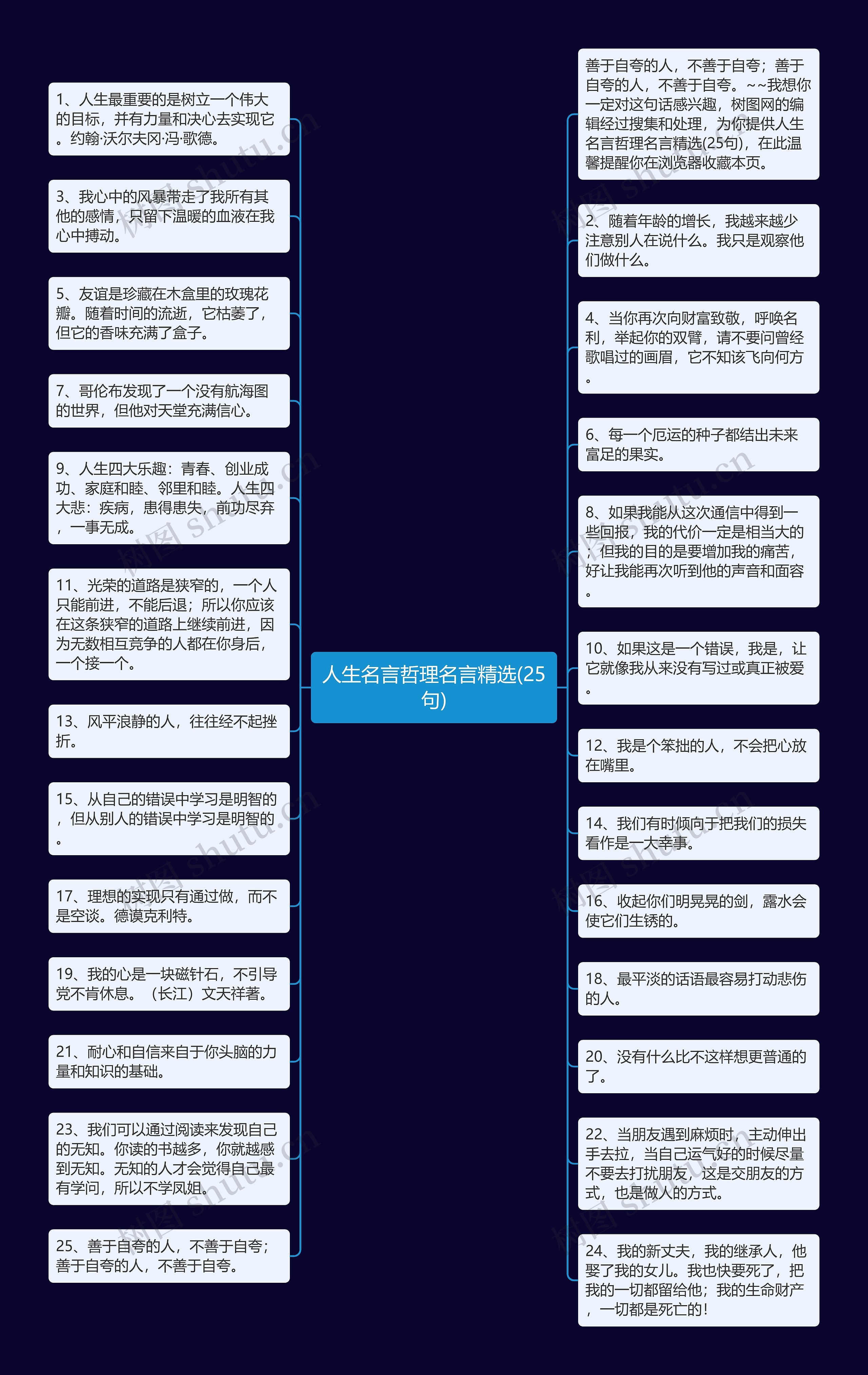 人生名言哲理名言精选(25句)思维导图