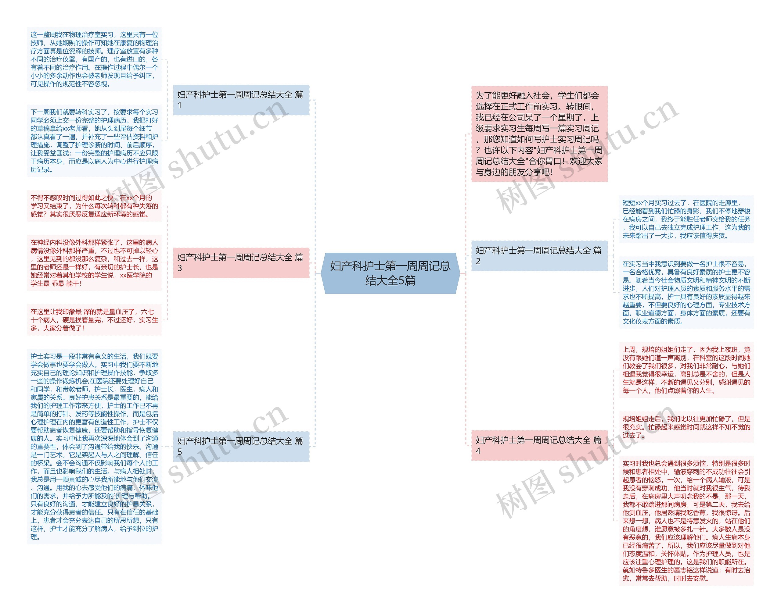 妇产科护士第一周周记总结大全5篇思维导图