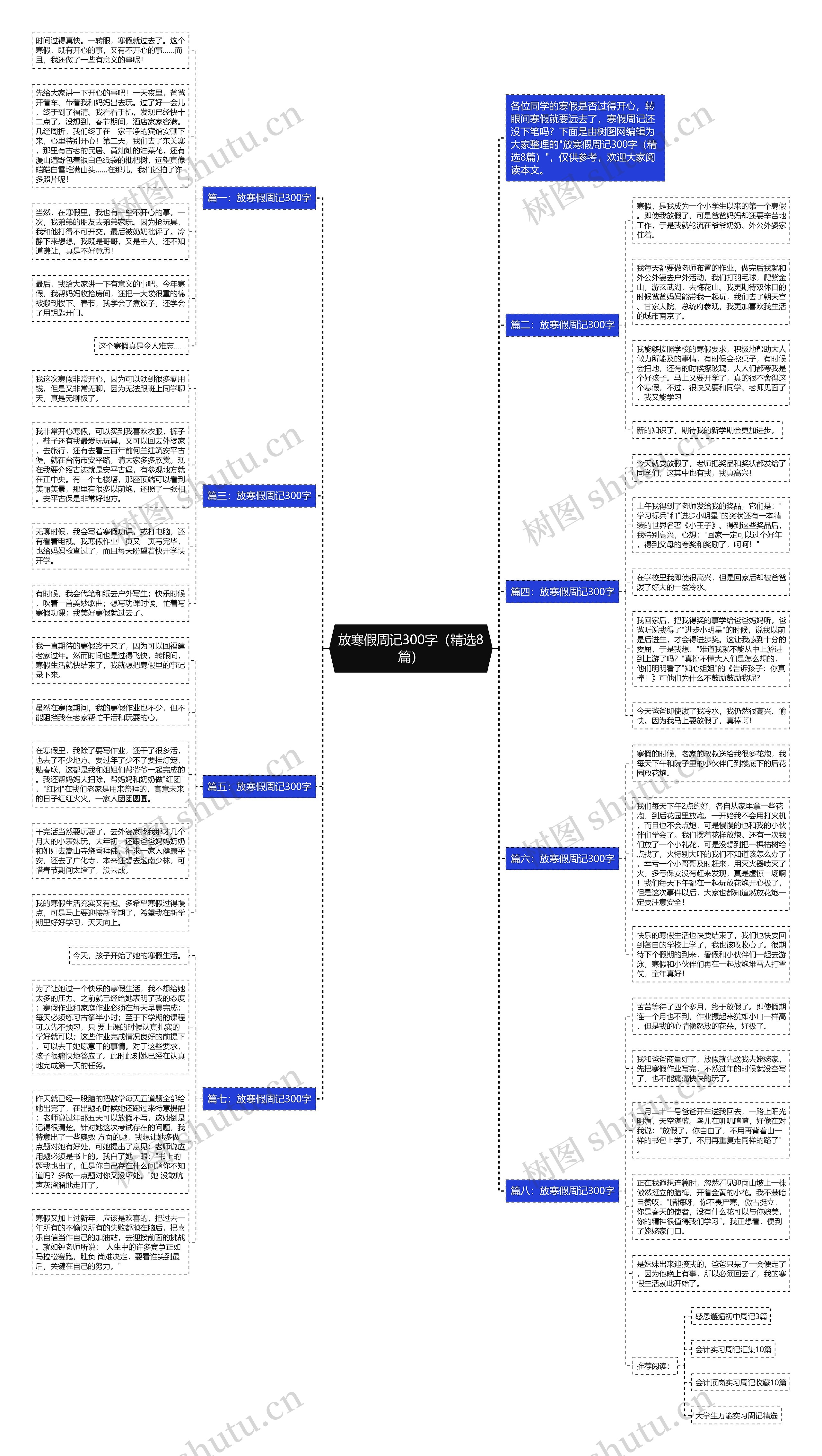 放寒假周记300字（精选8篇）思维导图