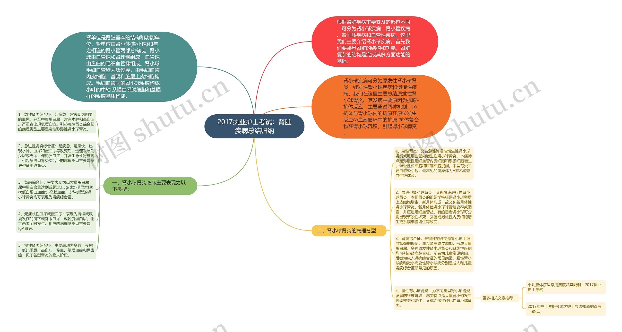 2017执业护士考试：肾脏疾病总结归纳思维导图