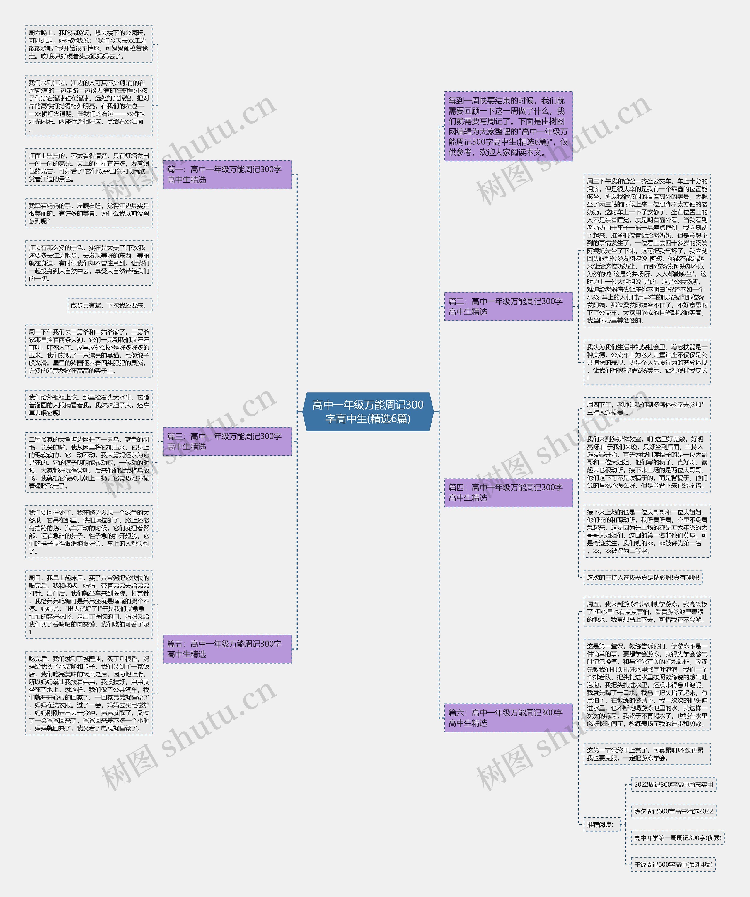 高中一年级万能周记300字高中生(精选6篇)思维导图
