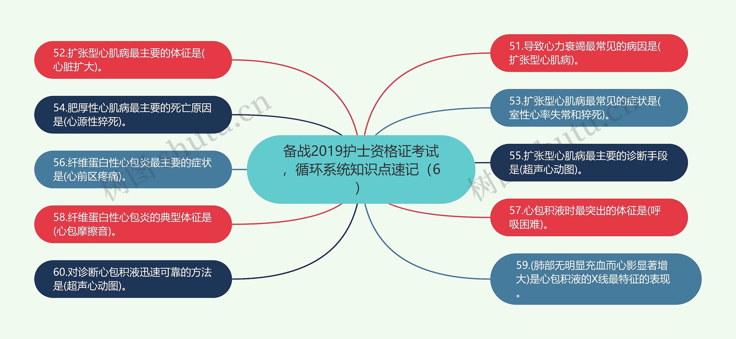 备战2019护士资格证考试，循环系统知识点速记（6）思维导图