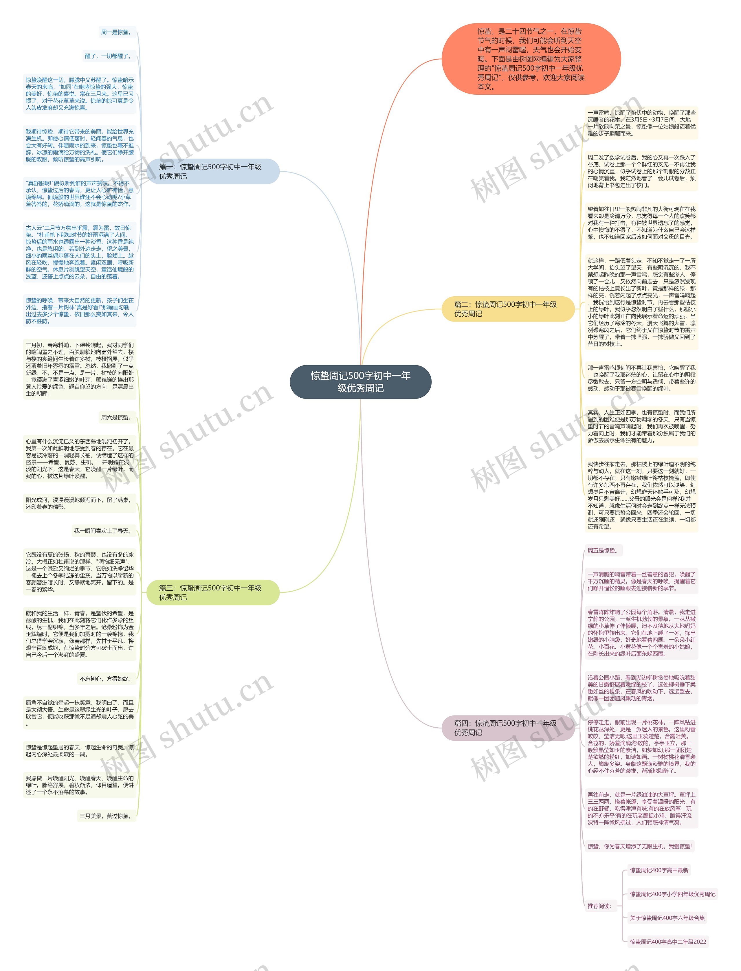 惊蛰周记500字初中一年级优秀周记思维导图