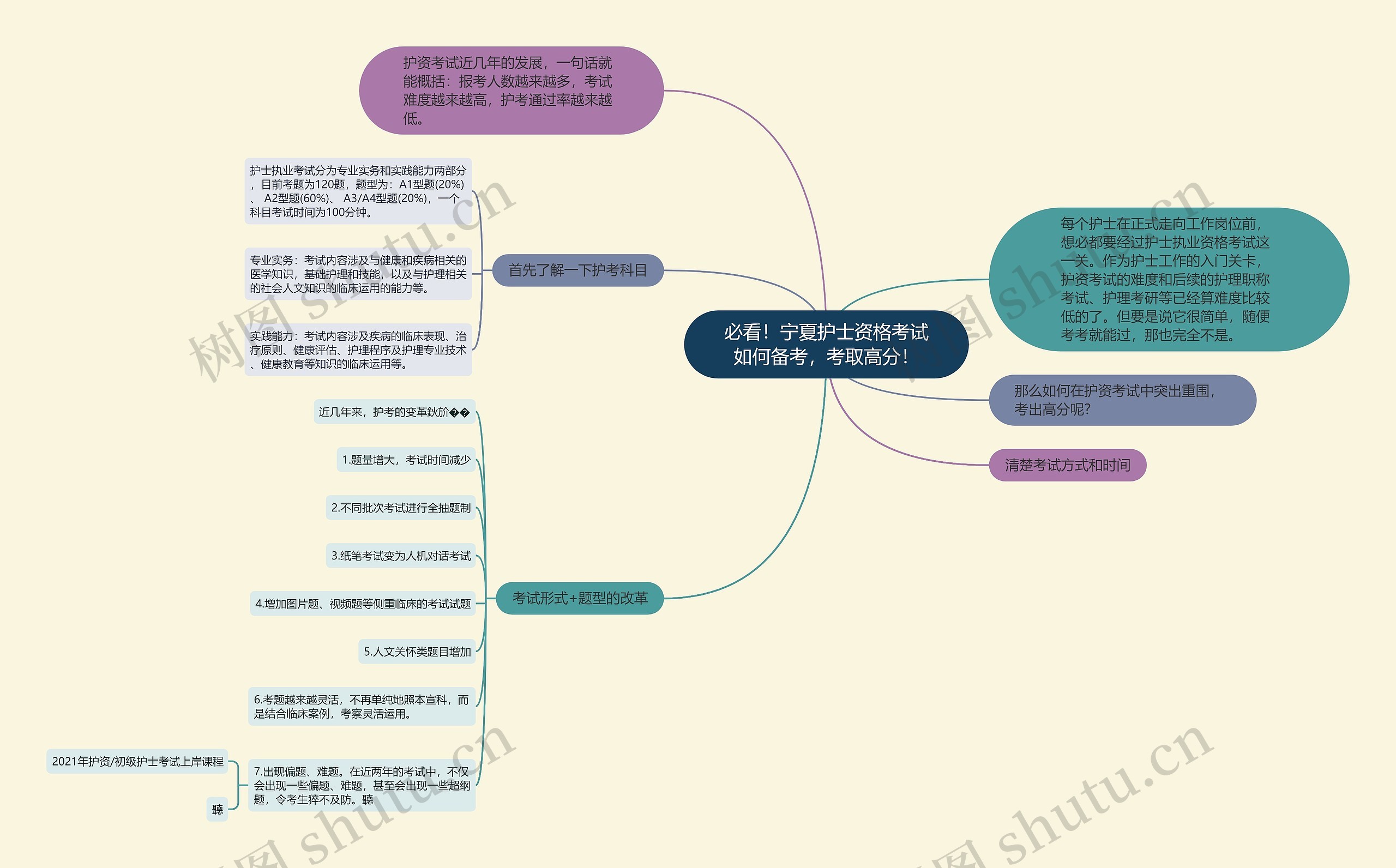 必看！宁夏护士资格考试如何备考，考取高分！思维导图