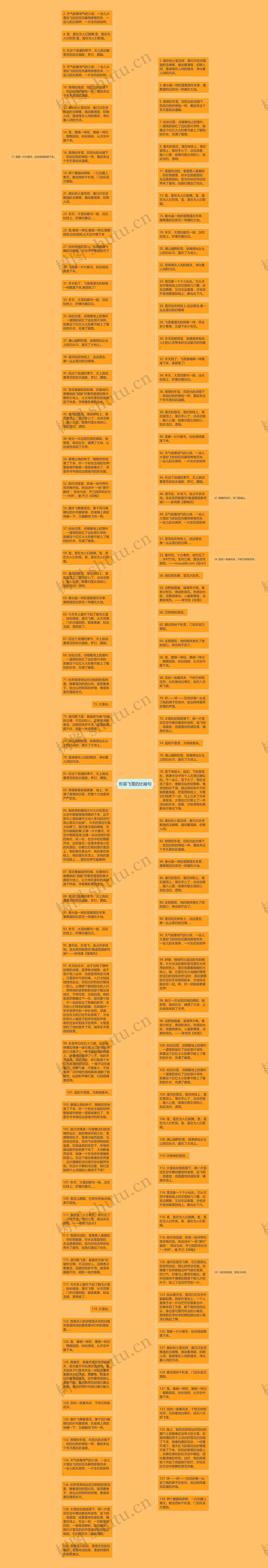 形容飞雪的比喻句思维导图