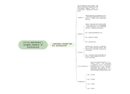 2021年小学教师资格证《综合素质》高频考点：教师与学生的关系