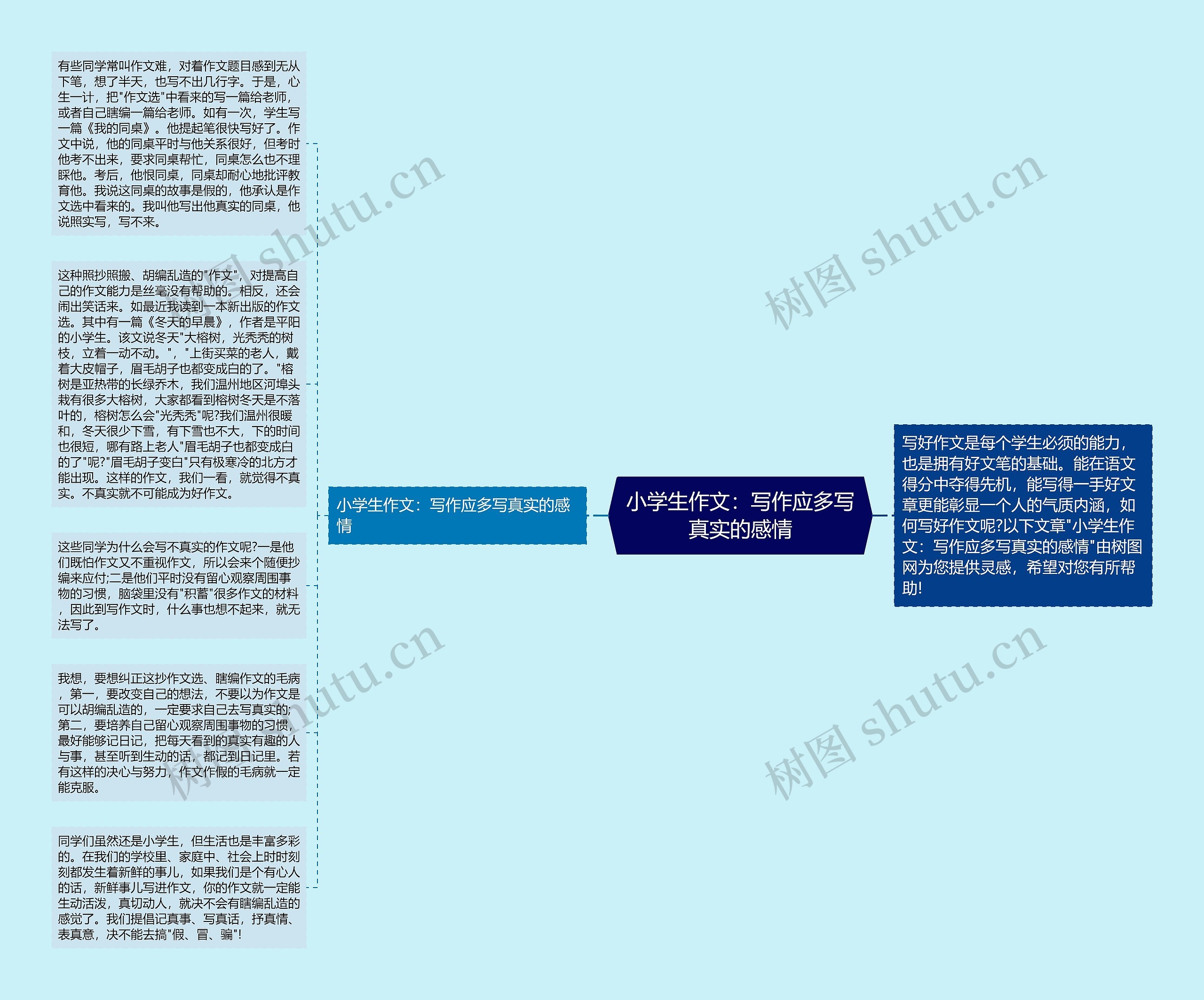 小学生作文：写作应多写真实的感情思维导图