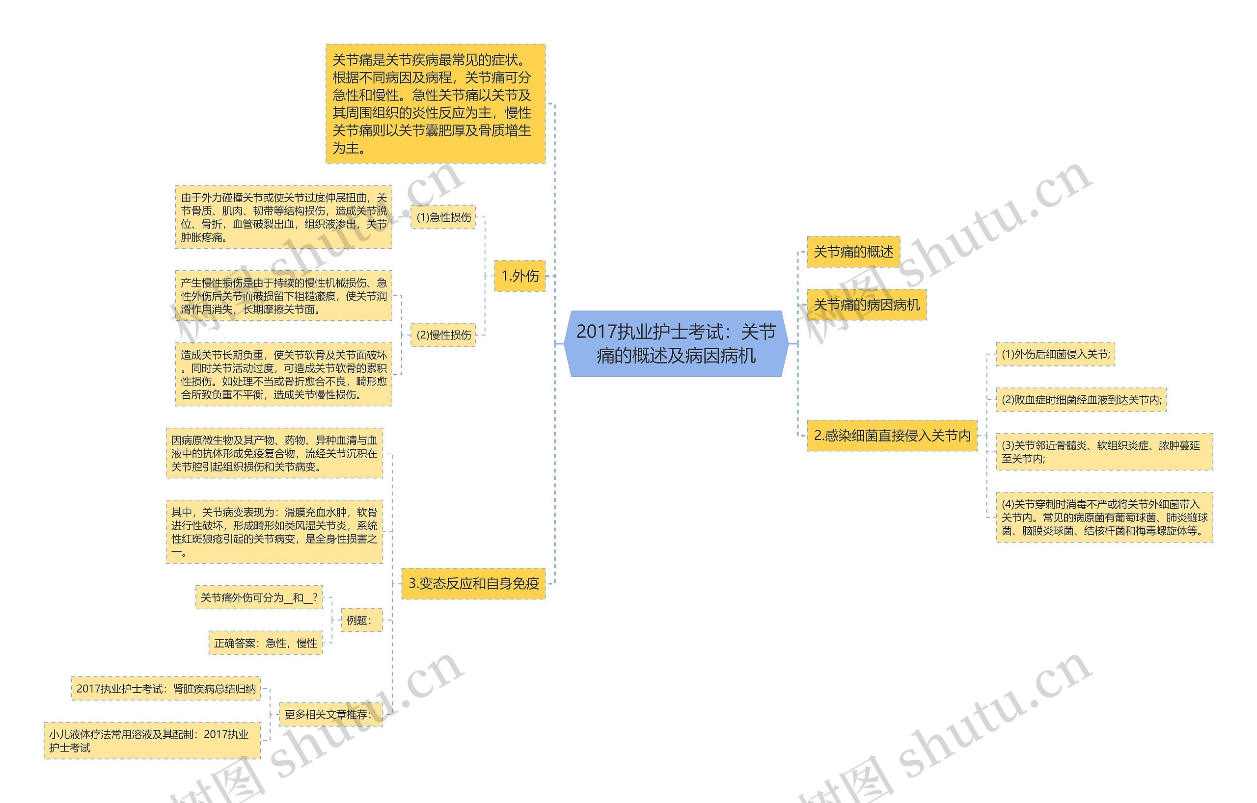 2017执业护士考试：关节痛的概述及病因病机思维导图