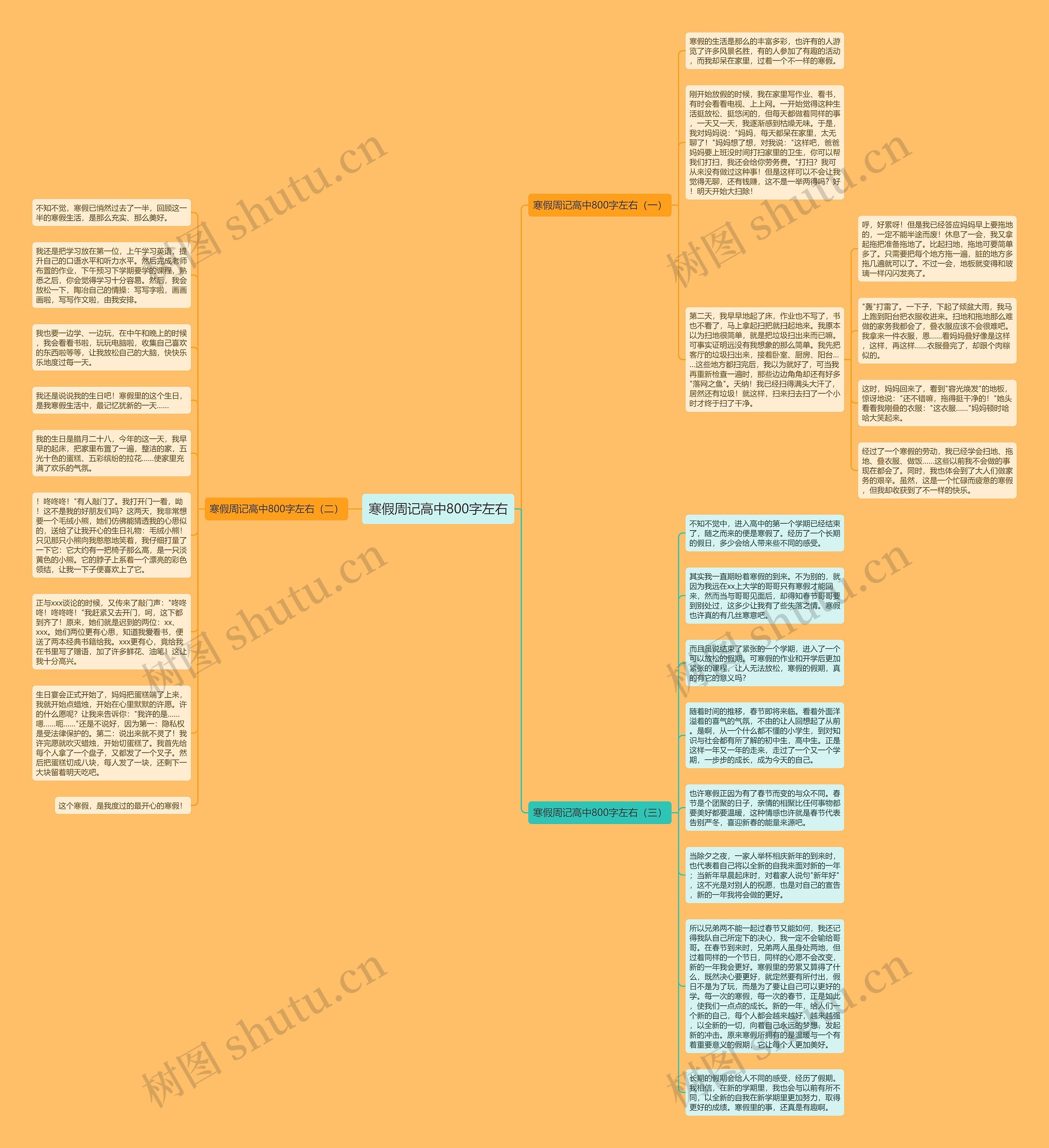 寒假周记高中800字左右思维导图