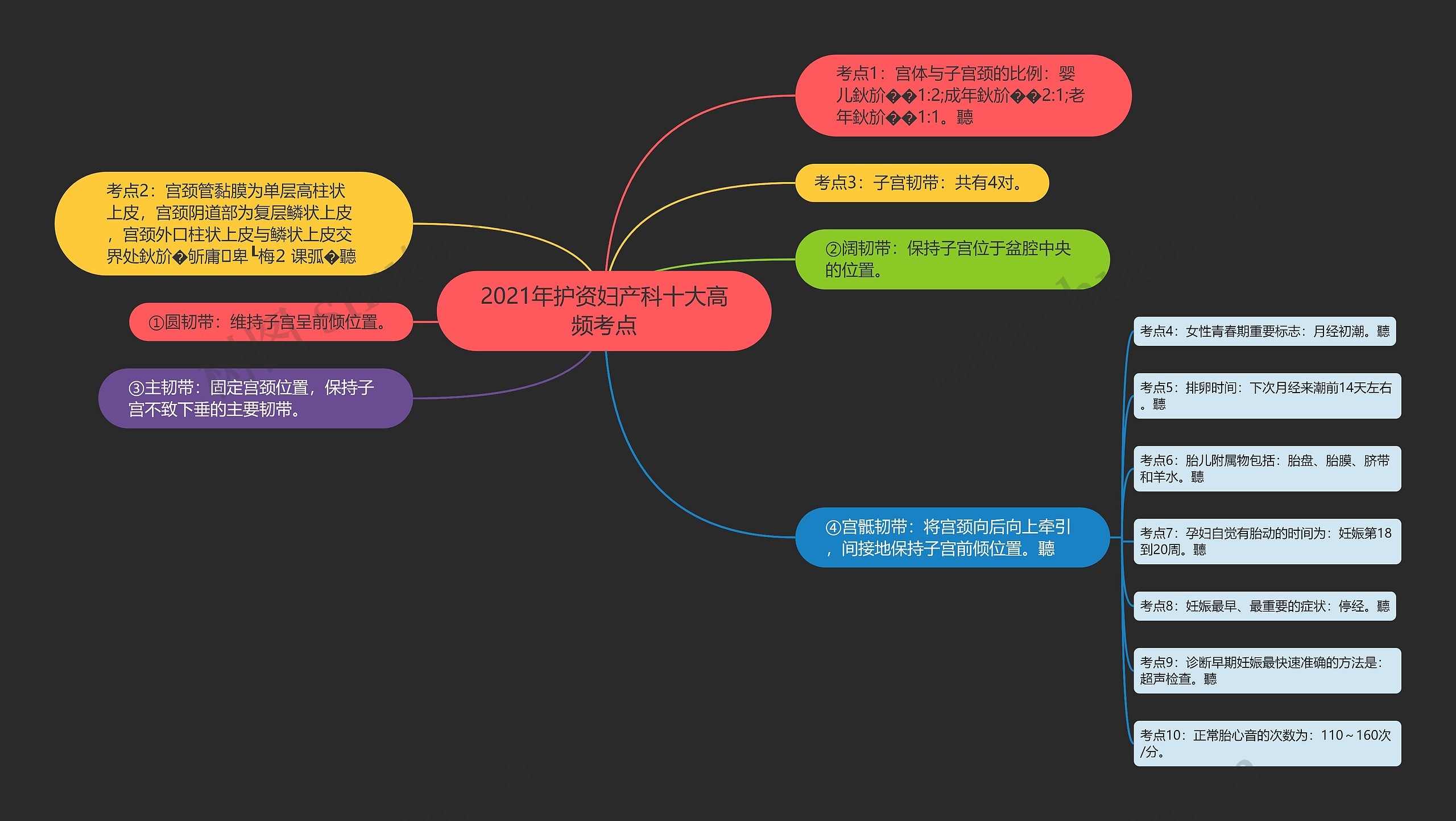 2021年护资妇产科十大高频考点思维导图
