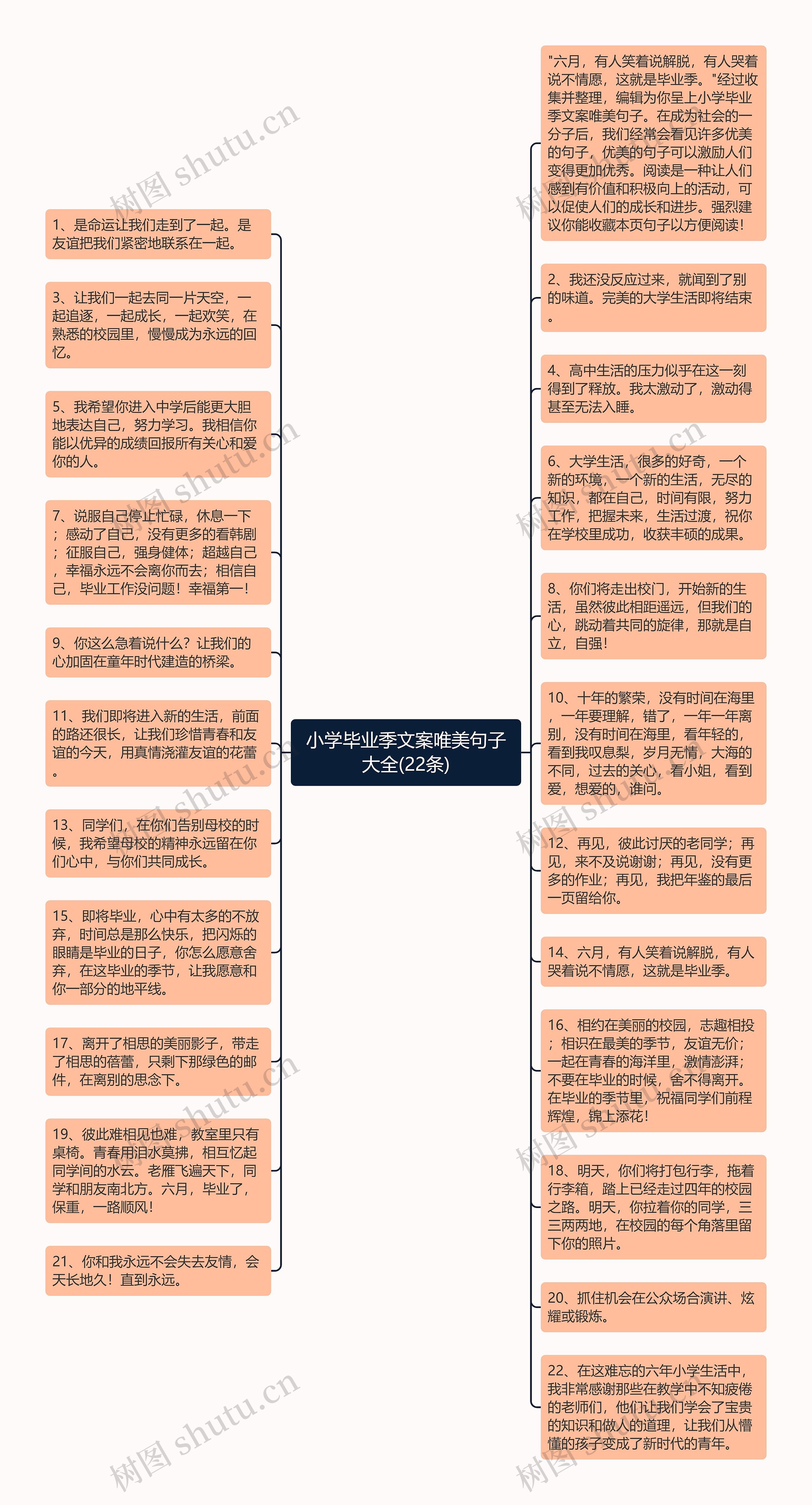 小学毕业季文案唯美句子大全(22条)思维导图