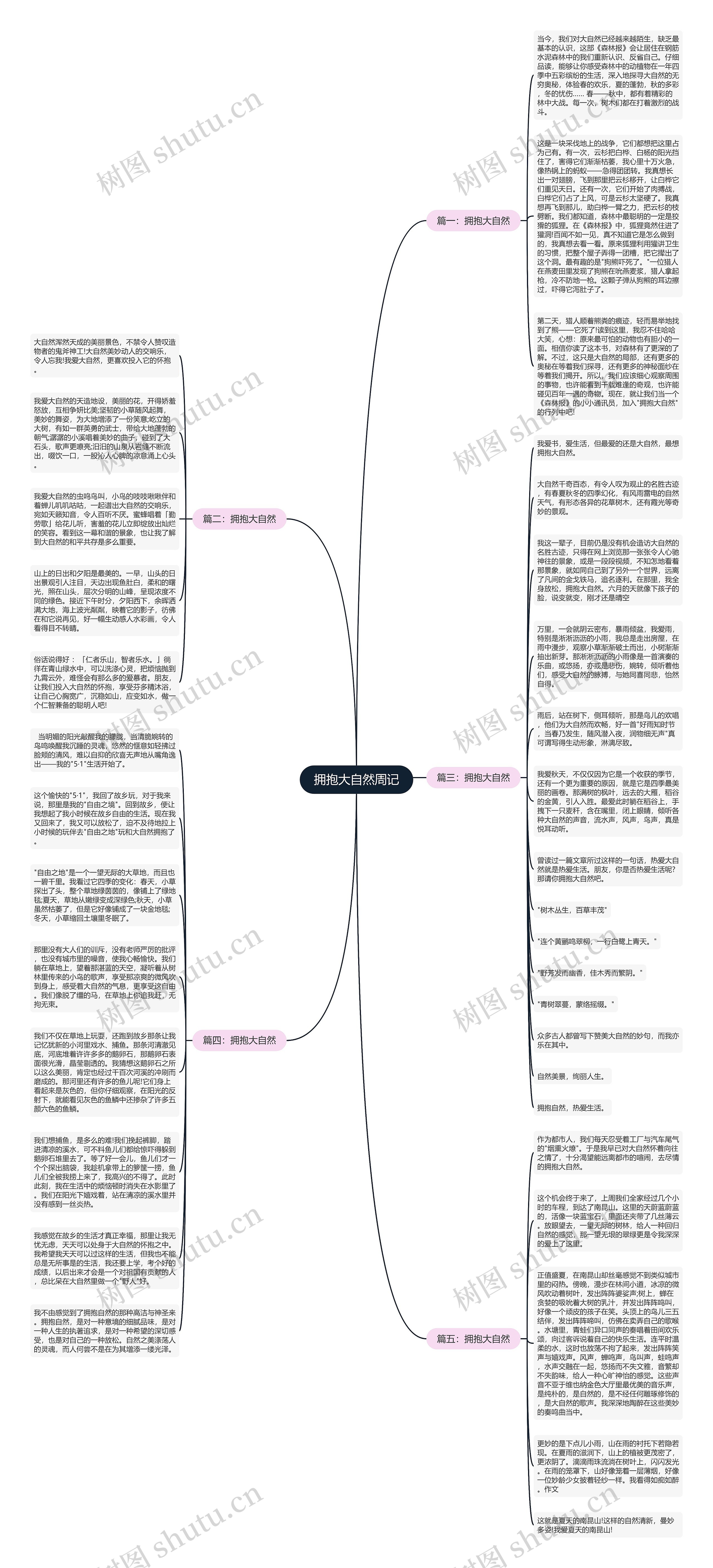 拥抱大自然周记思维导图