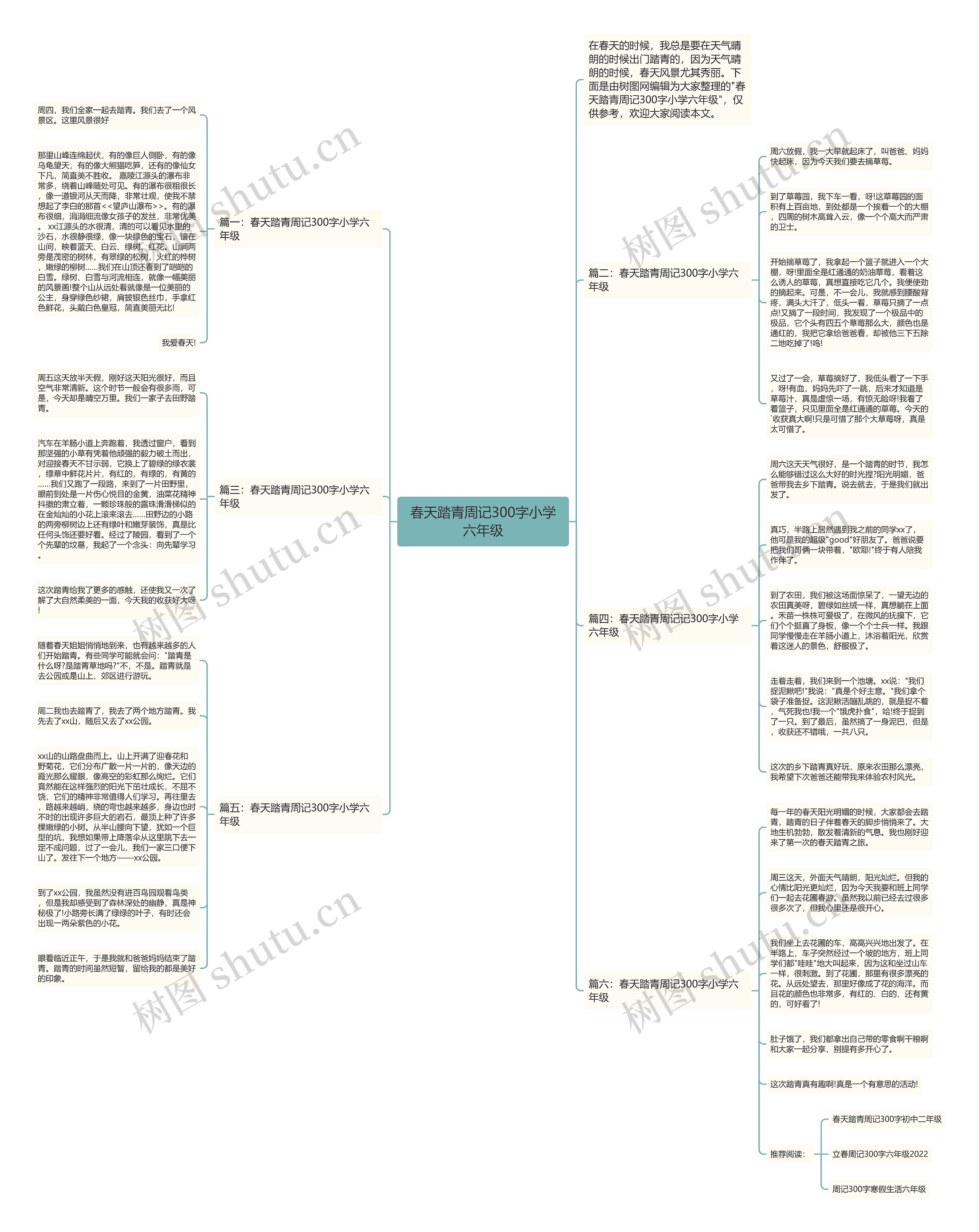 春天踏青周记300字小学六年级思维导图