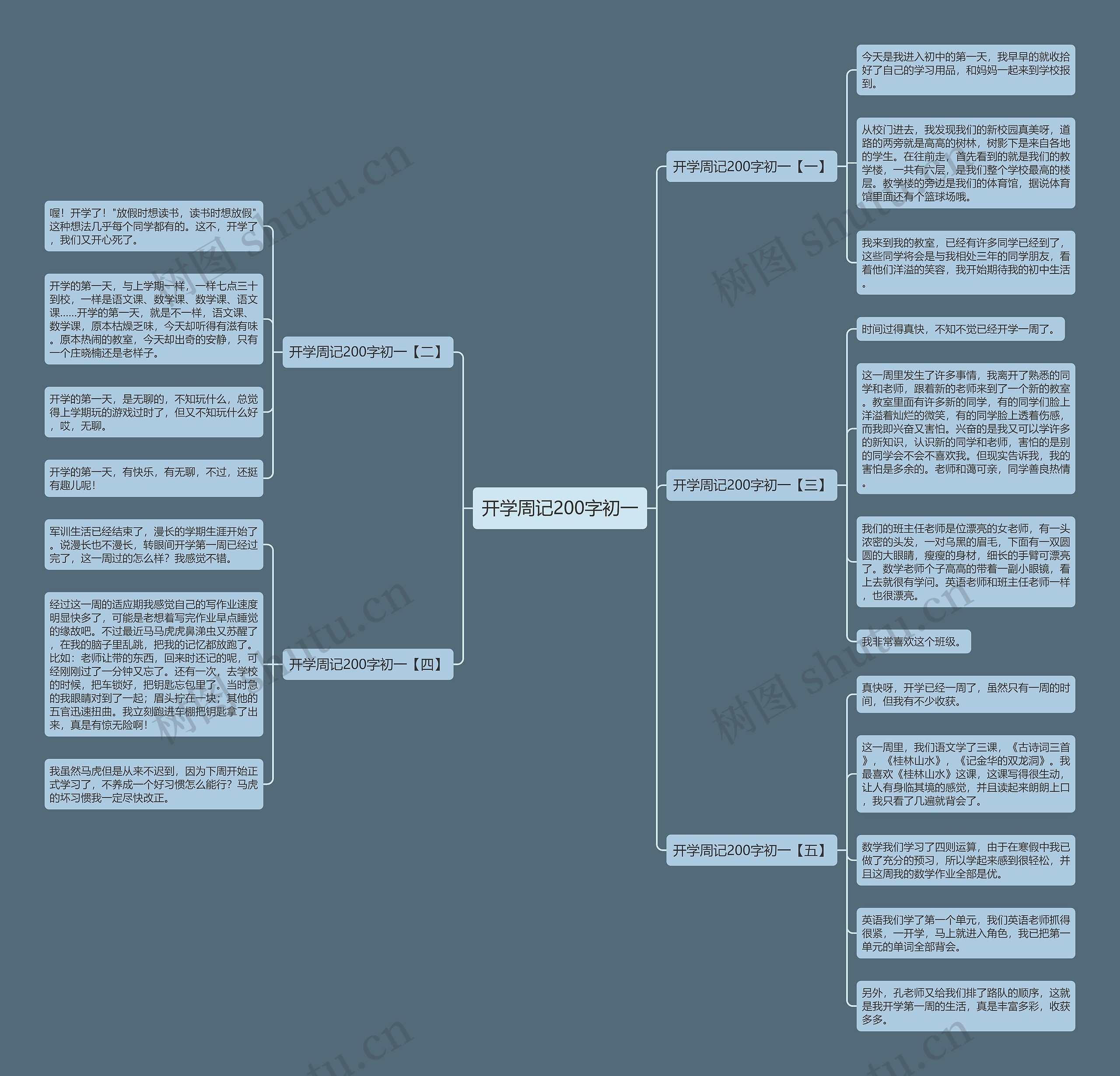 开学周记200字初一思维导图