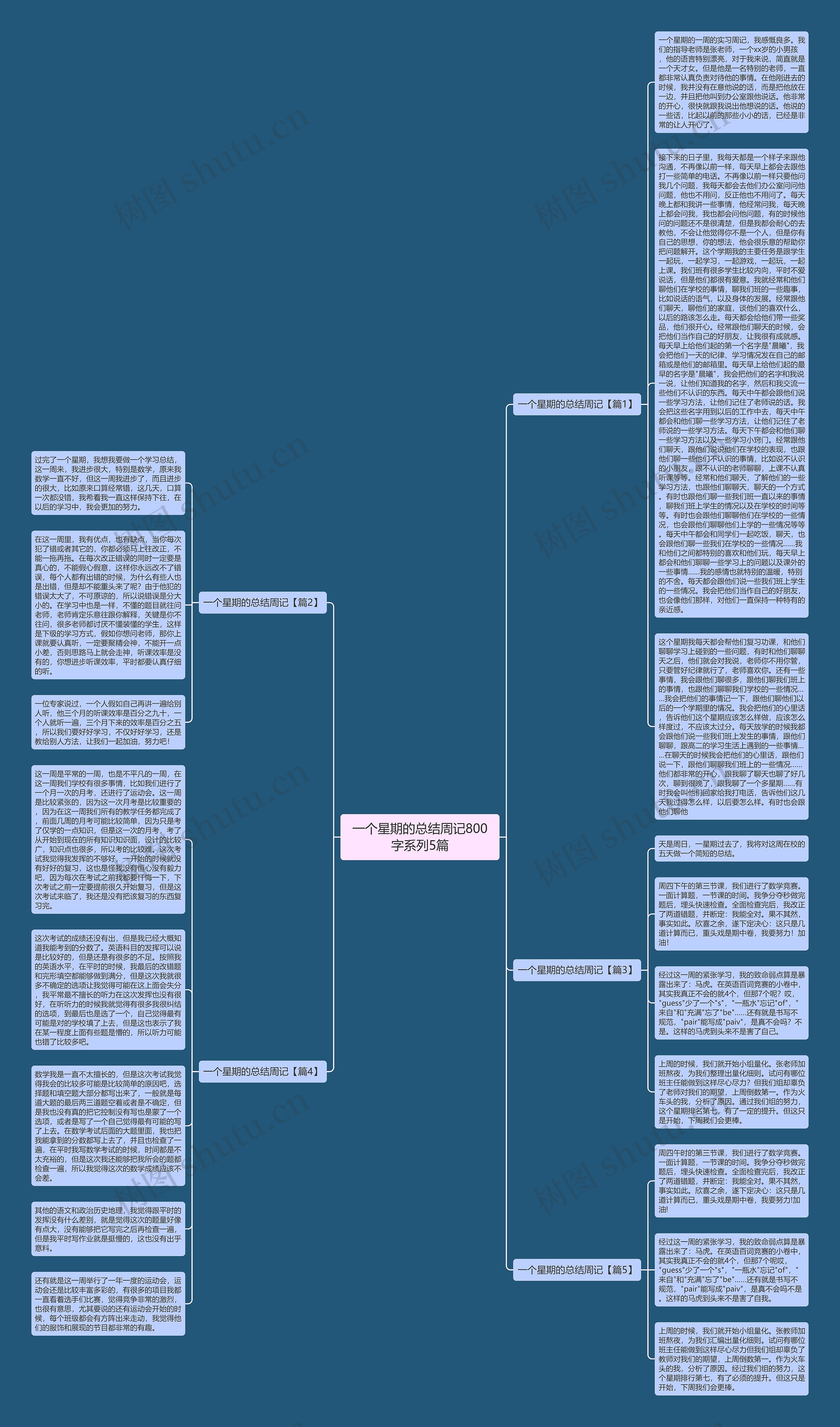 一个星期的总结周记800字系列5篇思维导图