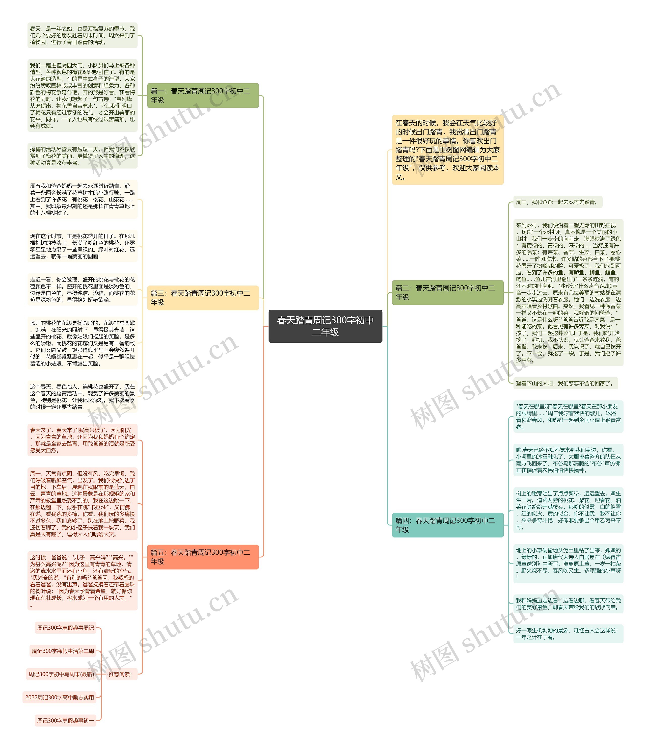 春天踏青周记300字初中二年级思维导图