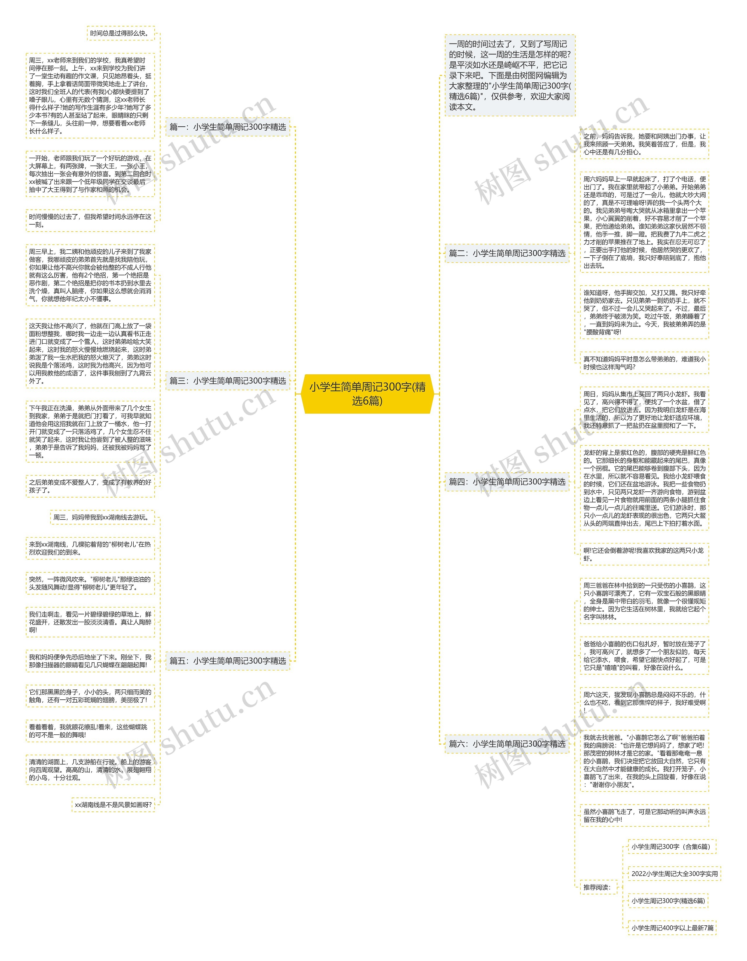小学生简单周记300字(精选6篇)思维导图