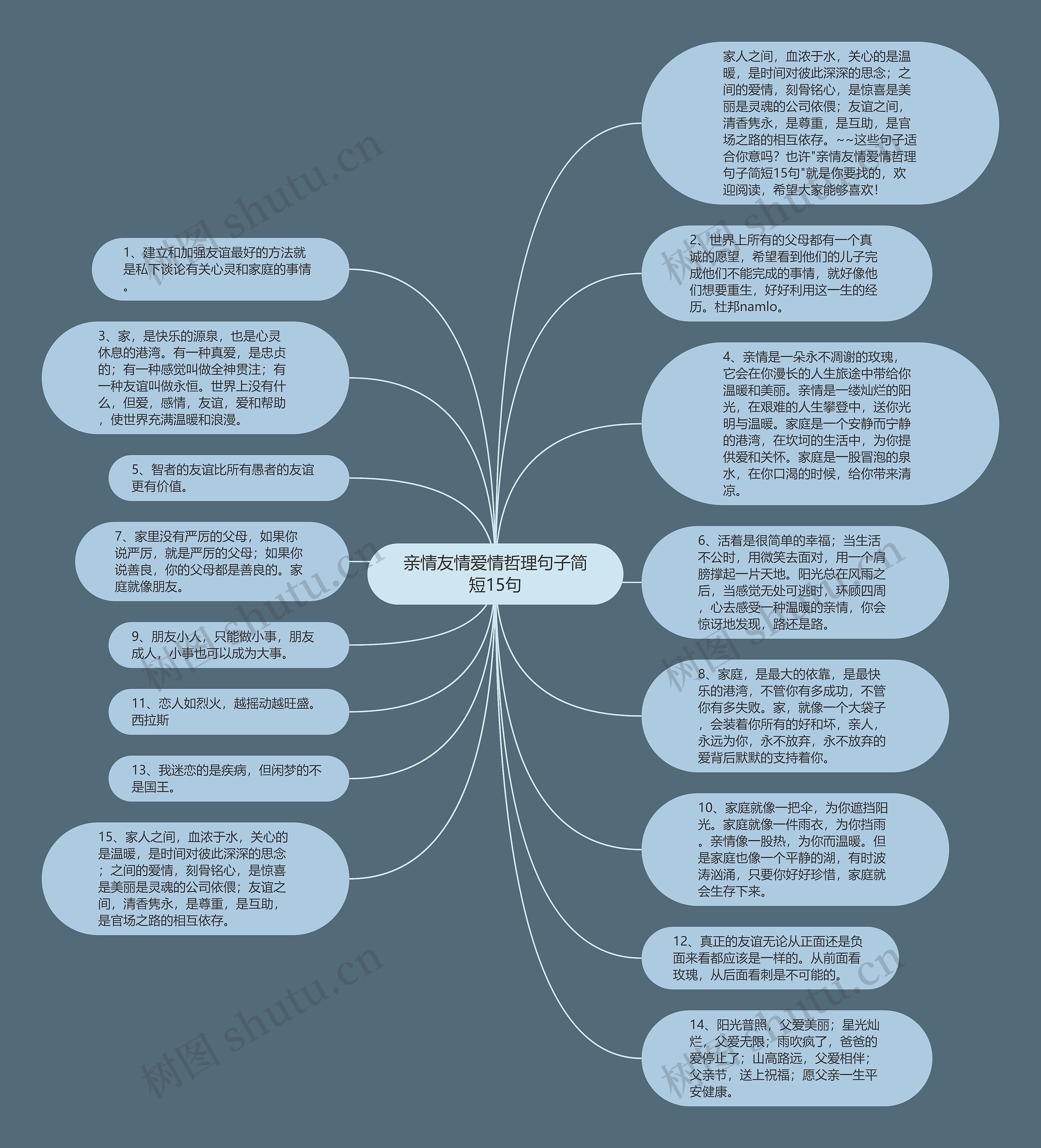 亲情友情爱情哲理句子简短15句思维导图